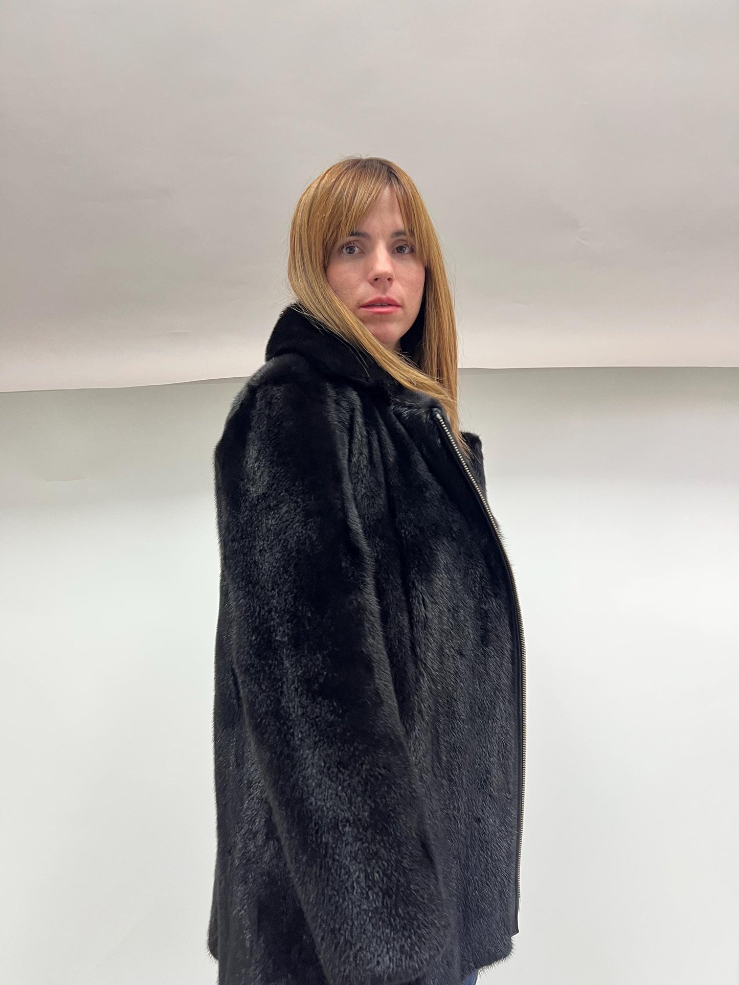 Black Mink Fur Biker Jacket: Silver Hardware, Luxury Women's Coat