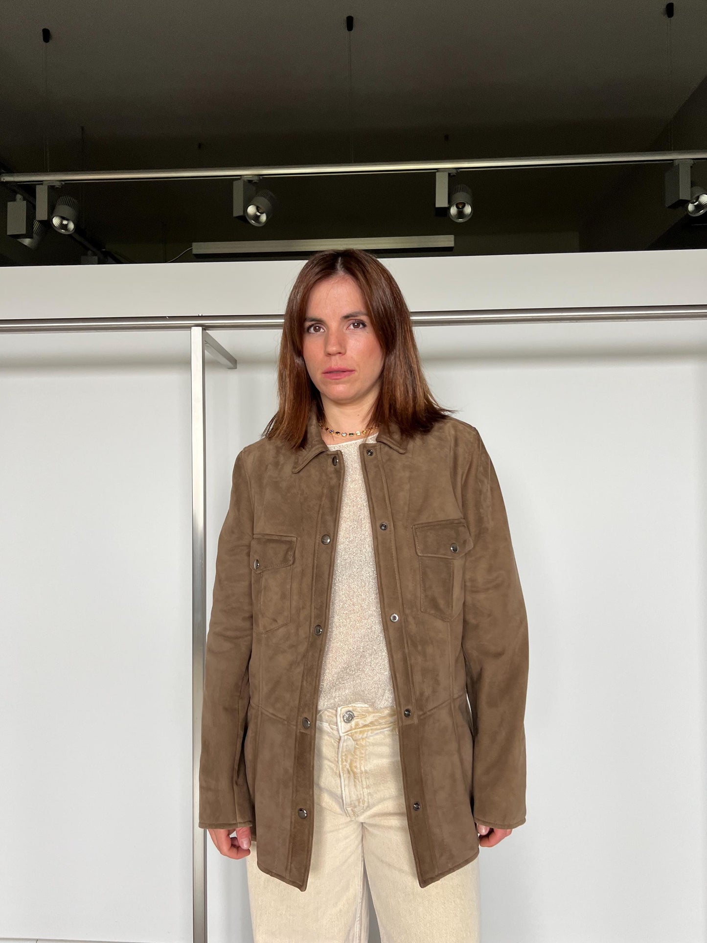 Mocca Suede Leather Over Shirt: Warm Velour Hide, Handmade in Greece.
