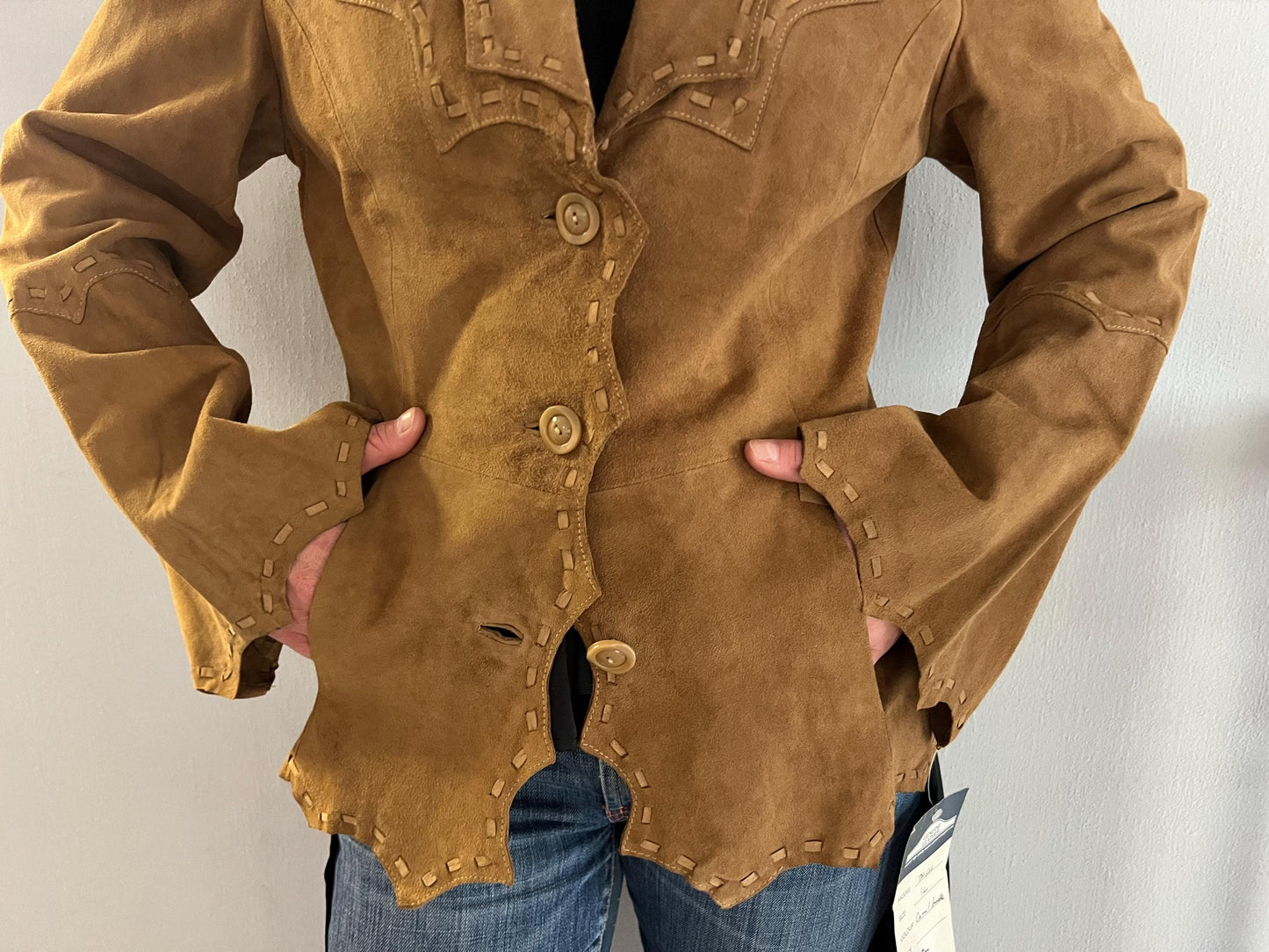 Handcrafted Suede Leather Cropped Jacket: Camel Unlined Blazer