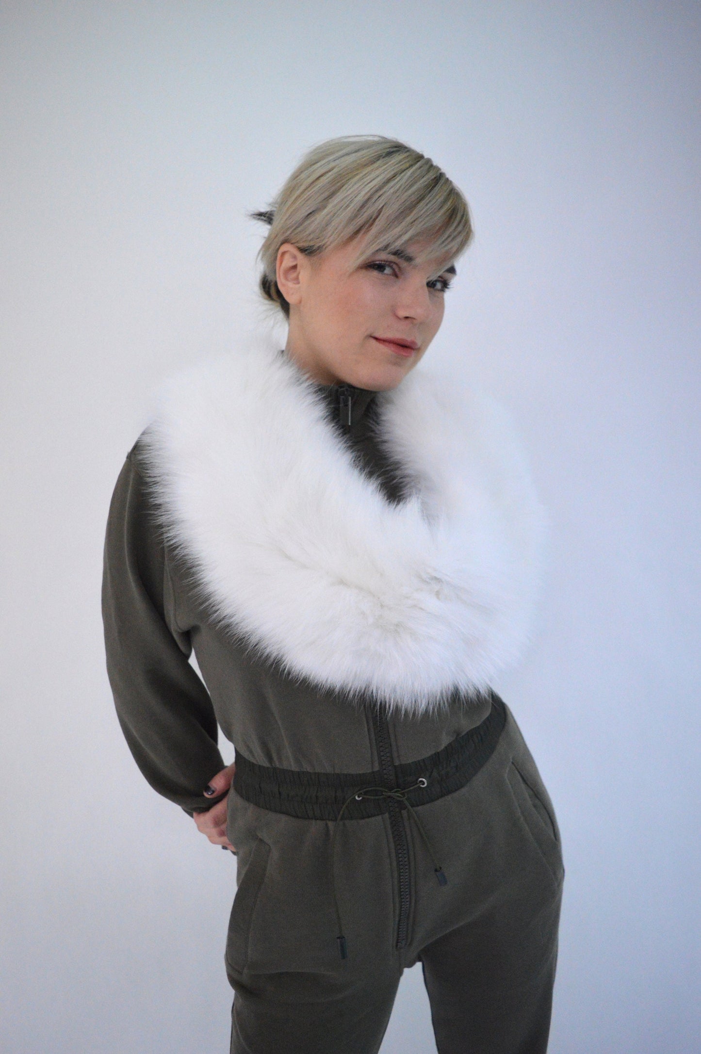 Real White Fox Fur Collar: Bridal Winter Stole