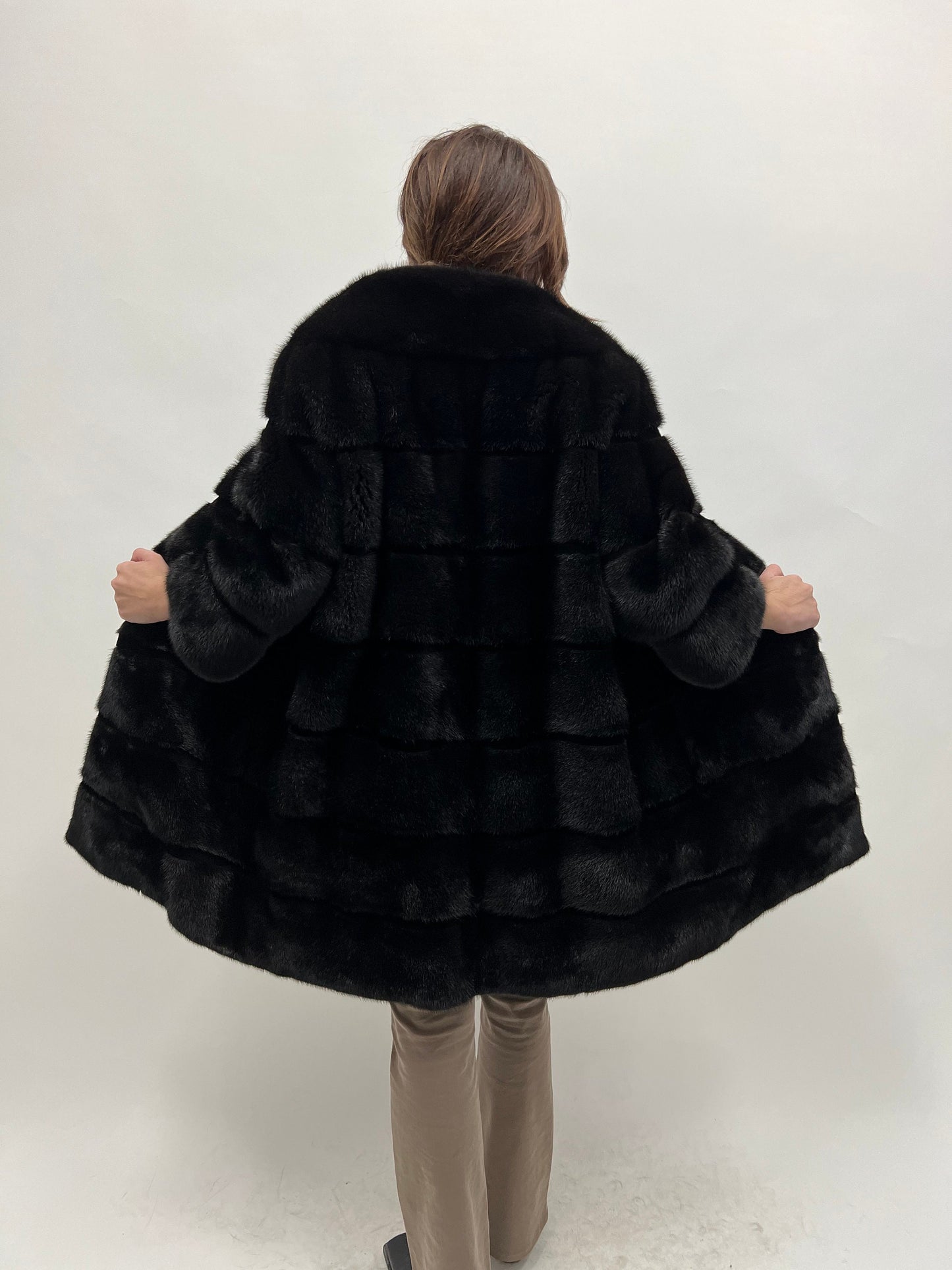 Saga Mink Fur Coat: Black Sheared Stripe Jacket