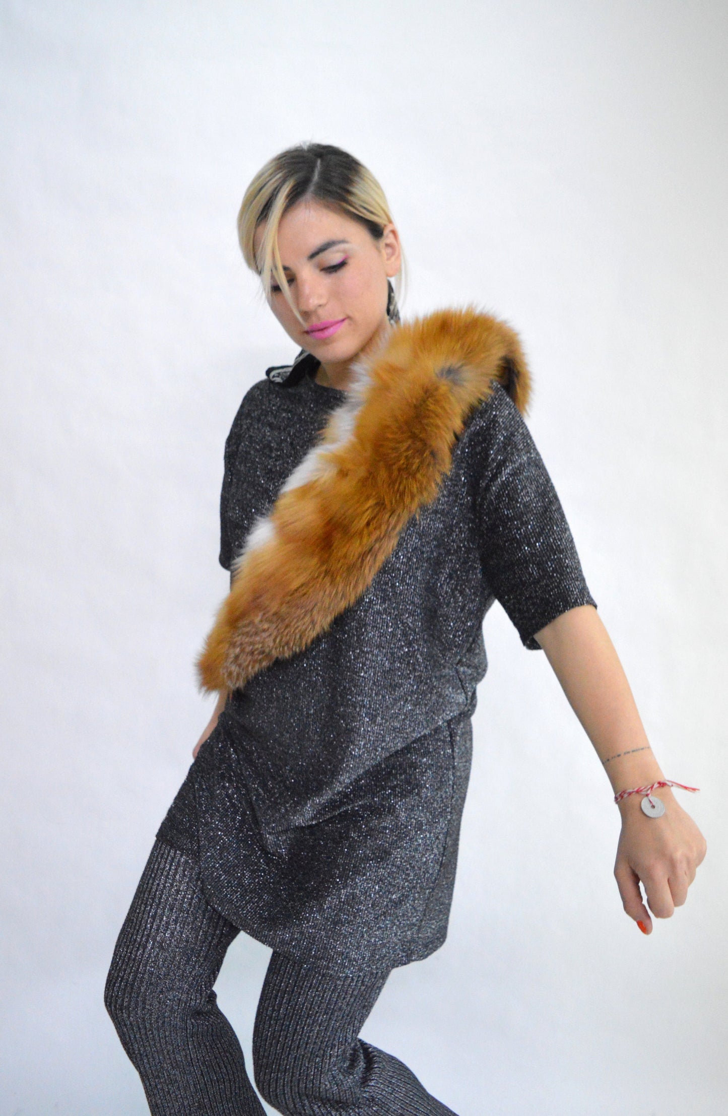 Red Fox Fur Collar Scarf: Genuine Fur Neck Warmer