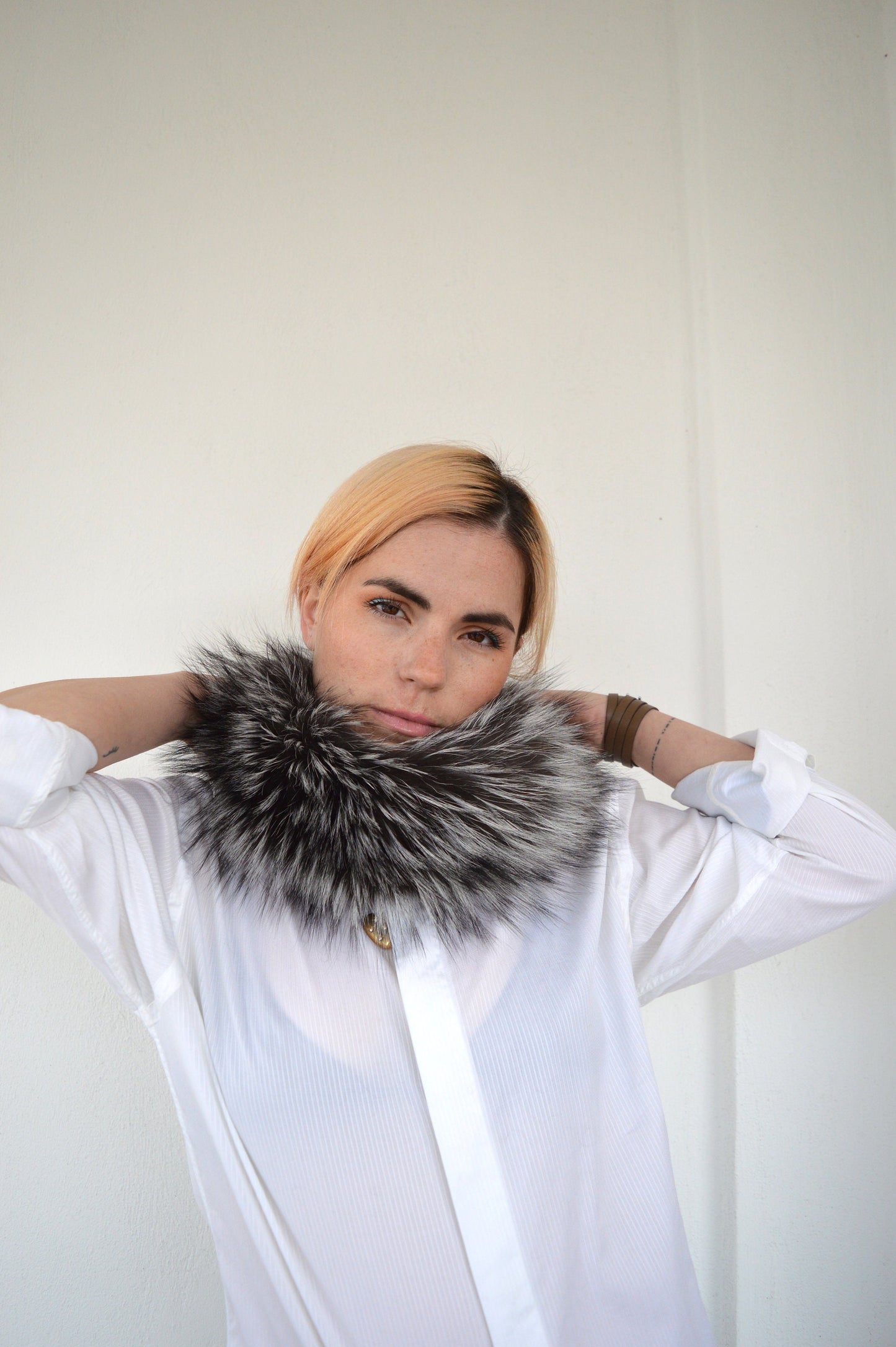 Real Fox Fur Headband Collar: Elastic Winter Loop Scarf