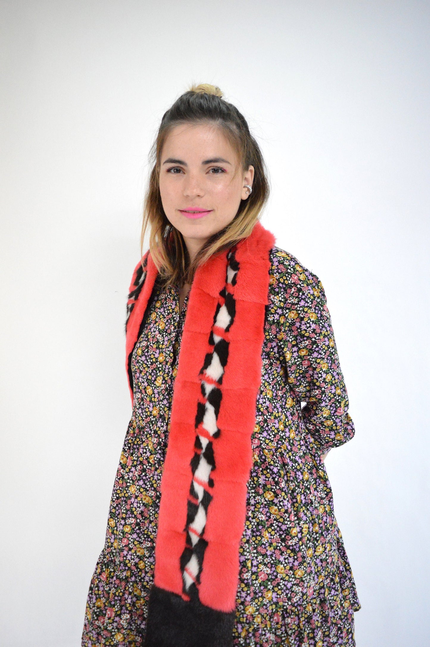 Multicolour Mink Fur Scarf: Handmade Neck Warmer Loop