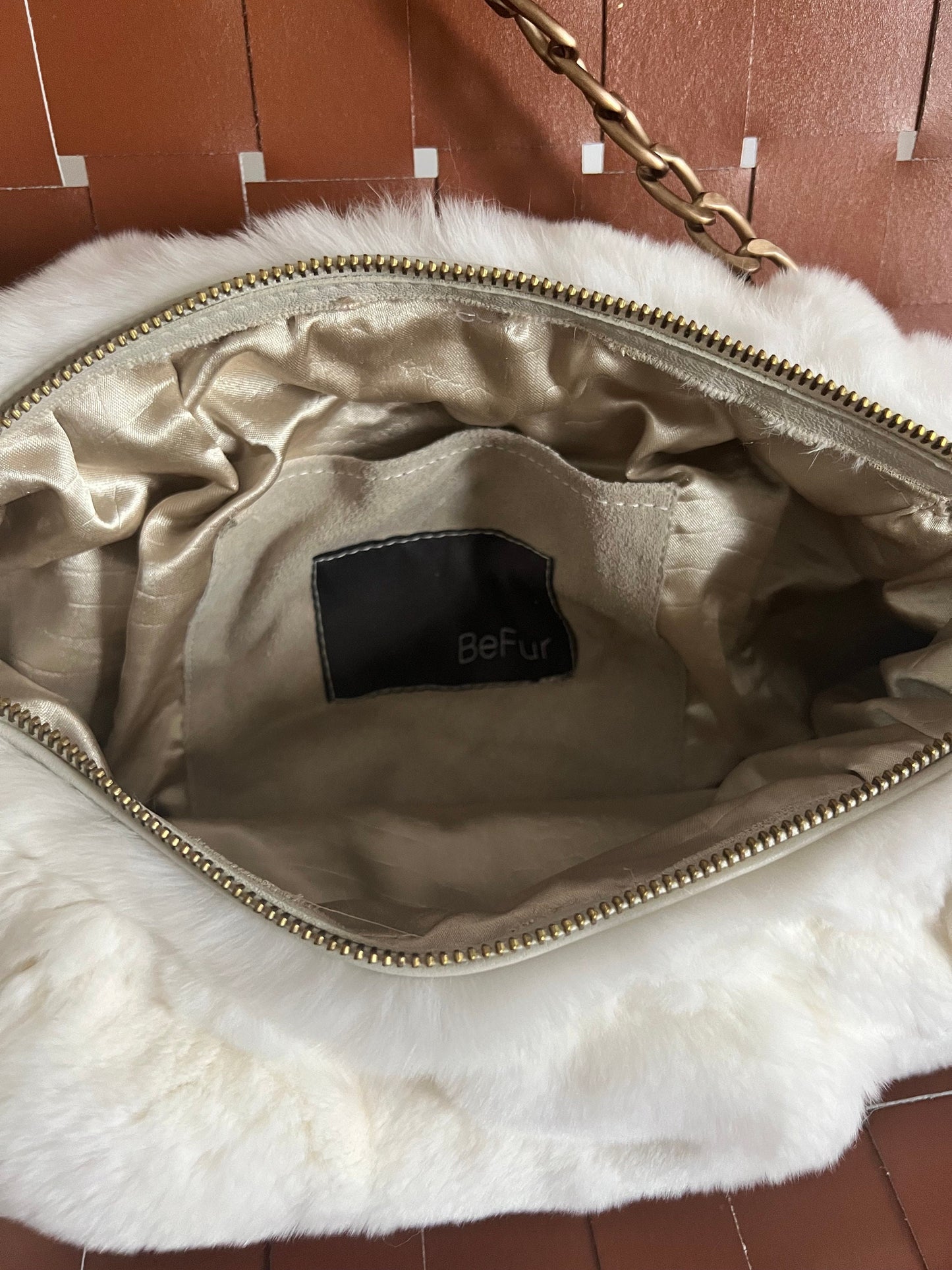 Handmade Rex Rabbit Fur Pouch Bag: White Slouchy Shoulder Bag