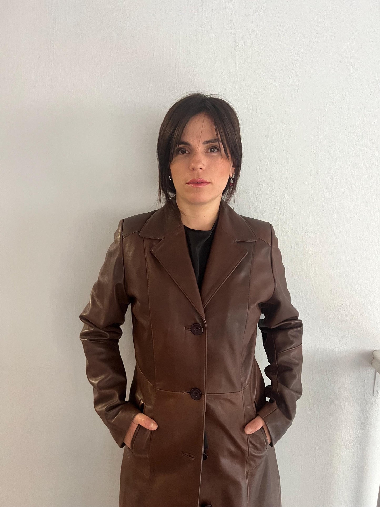 Handmade Nappa Lamb Leather Coat - Tobacco Brown - Made in Greece