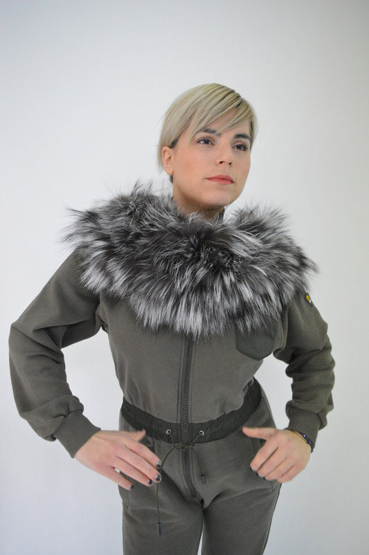 Real Silver Fox Fur Collar: Bridal Winter Stole Shawl