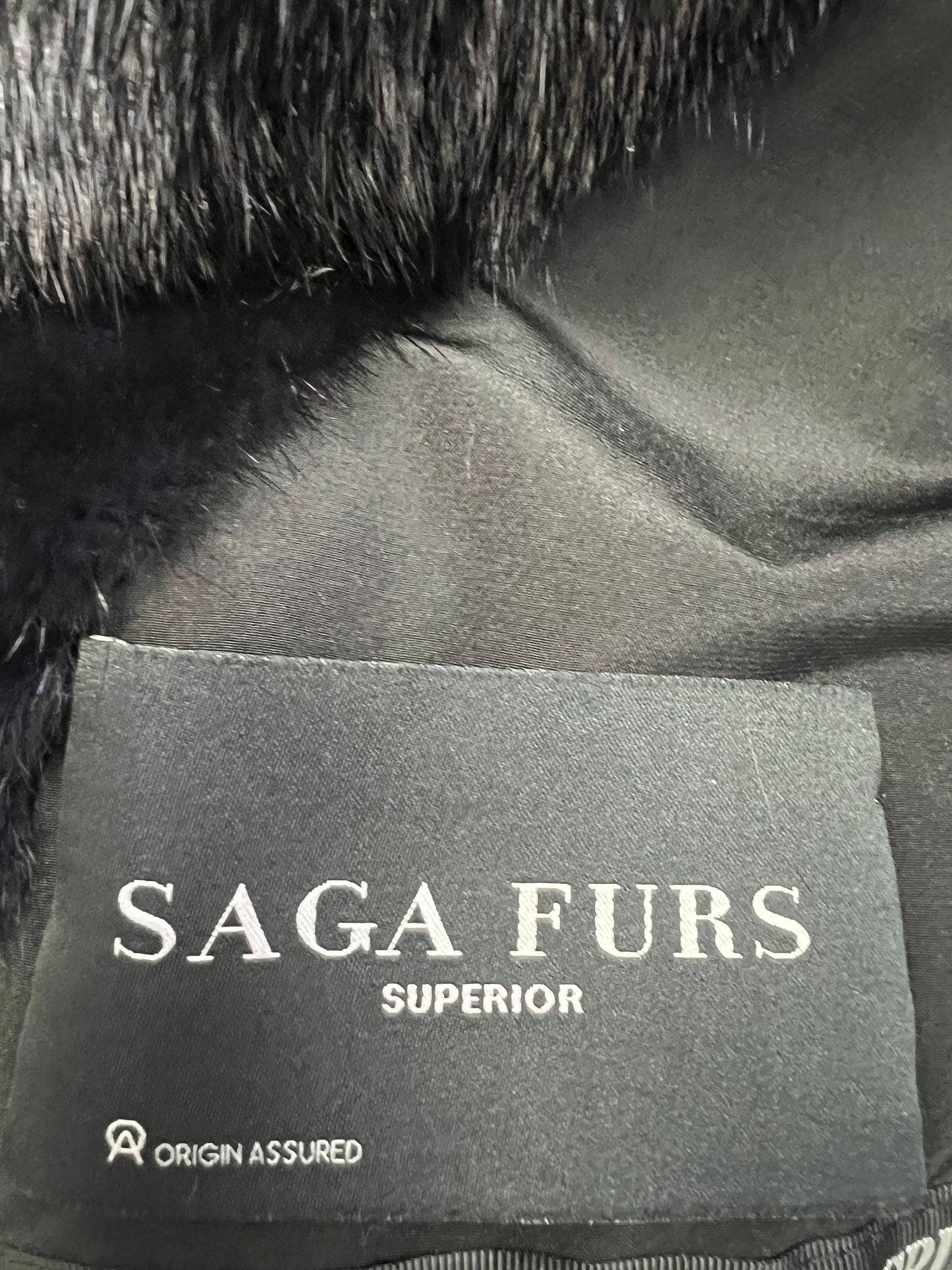 Midnight Blue Saga Mink Fur Coat, Robe Style, Size Medium