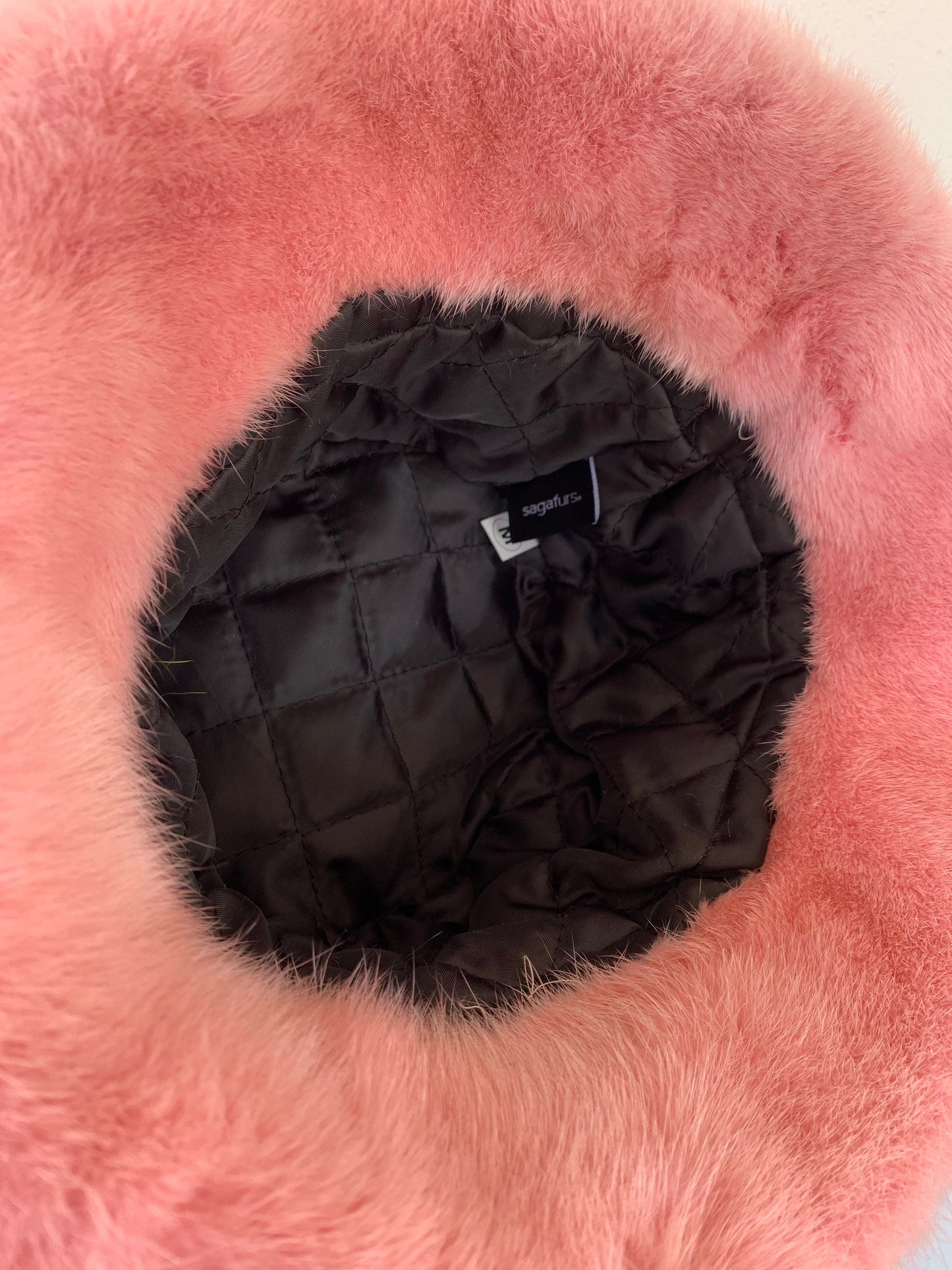 Pink Mink Fur Bucket Hat: Handmade Padded Winter Warmer