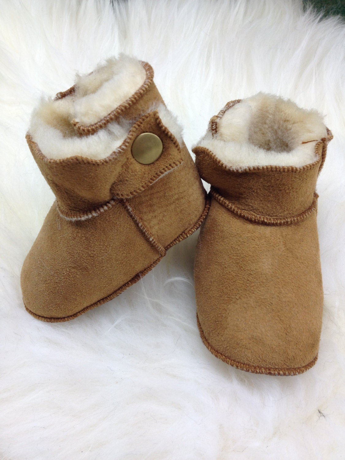 Handmade Shearling Baby Boots: Merino Lambskin Crib Slippers