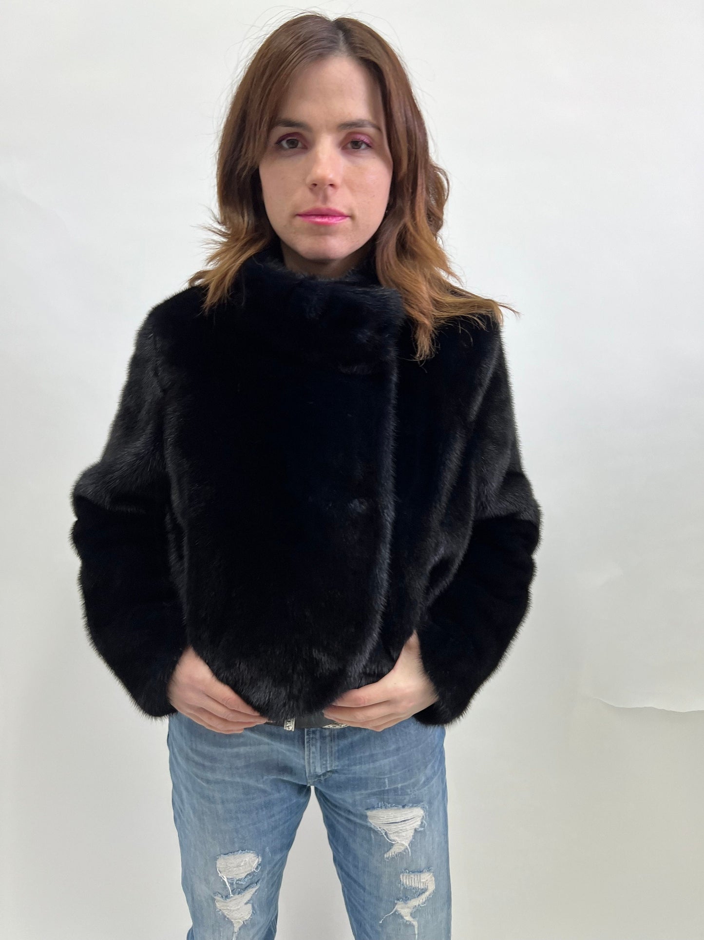 Mink Fur Bolero Jacket: Midnight Blue Copenhagen Fur, Size Small