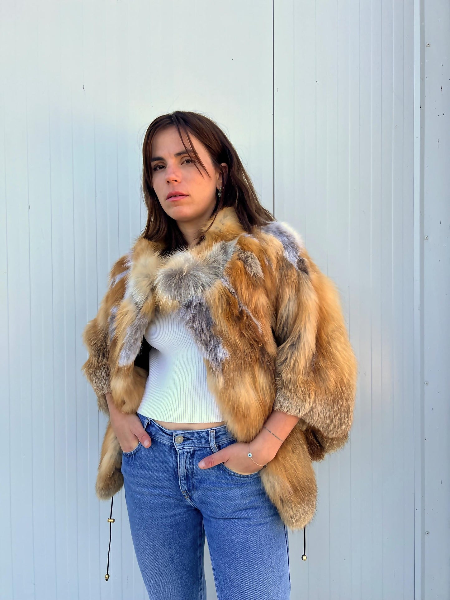 Handmade Red Fox Fur Jacket: Soft, Lightweight, with Collar