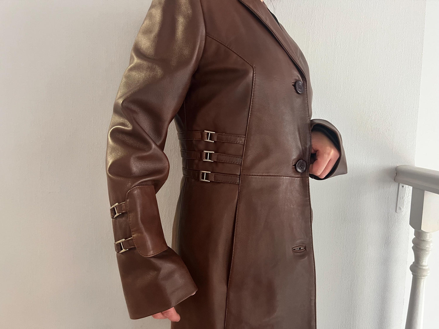 Handmade Nappa Lamb Leather Coat - Tobacco Brown - Made in Greece