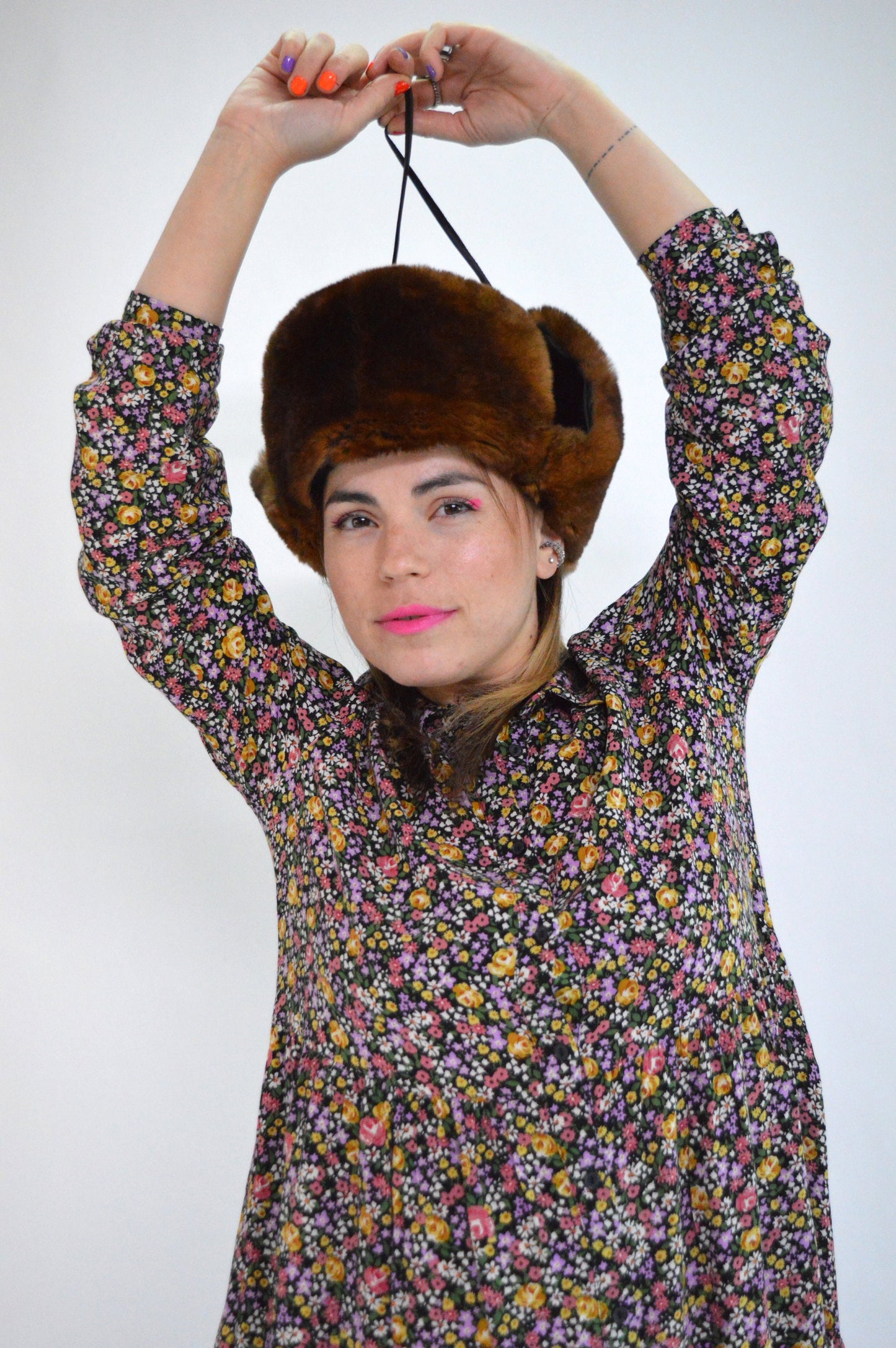 Leather Rabbit Fur Trapper Hat: Aviator Style, Warm Winter Hat