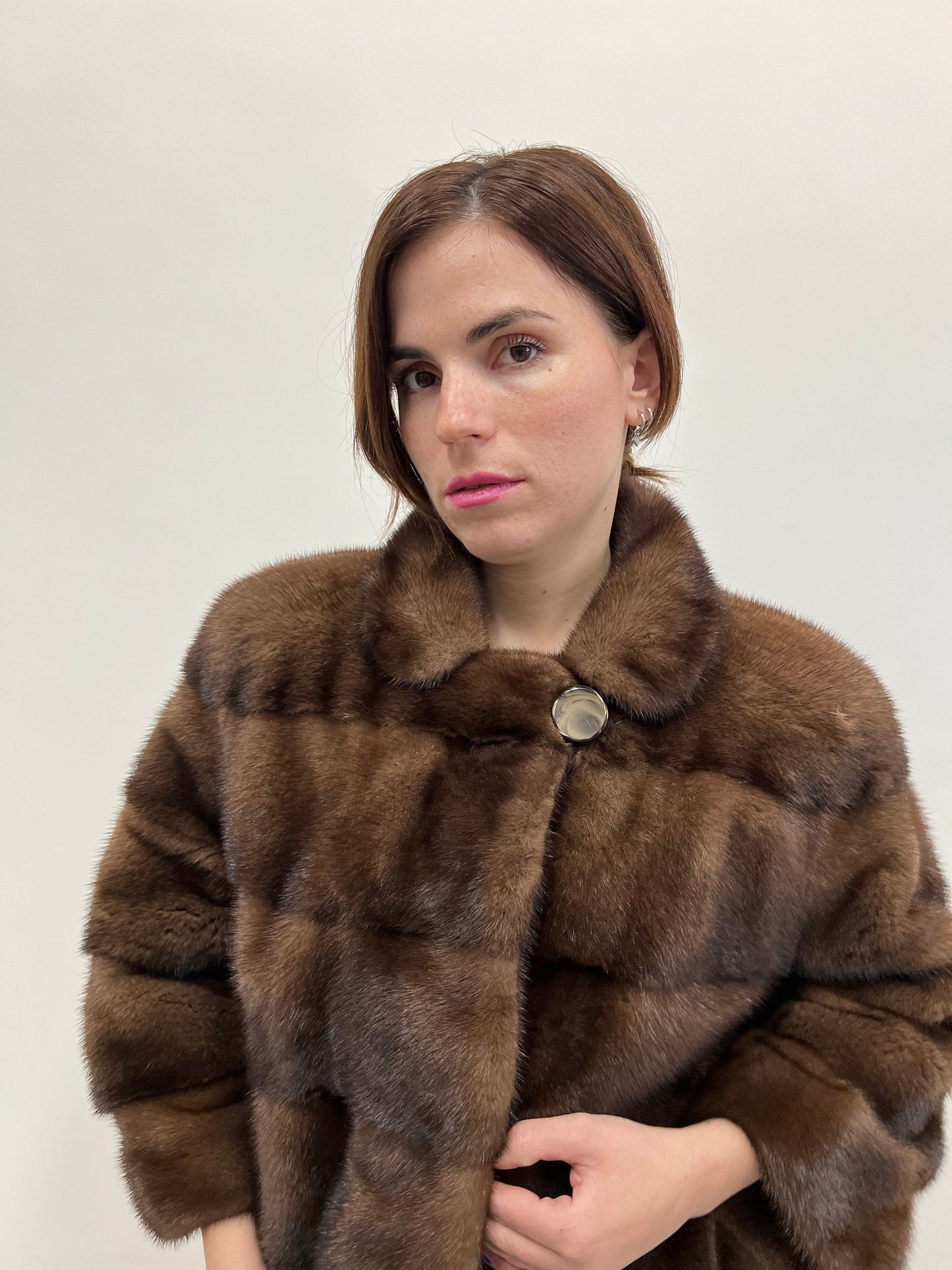 Demi Buff Mink Fur Bolero Jacket: Horizontal Collar, Full Skin