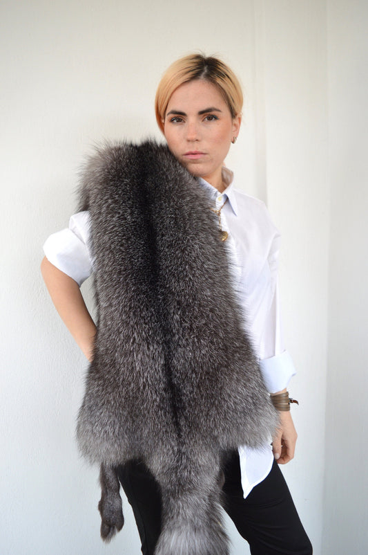 Genuine Saga Frost Fox Fur Pelt: Luxury DIY Craft Material