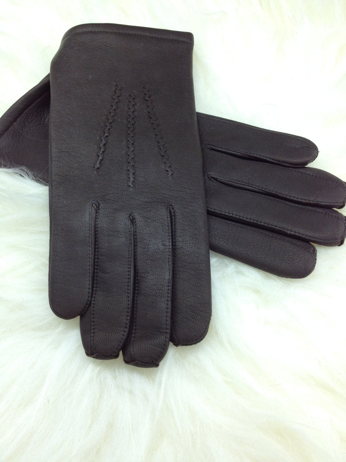Genuine Black Nappa Leather Gloves, Wool Lined
