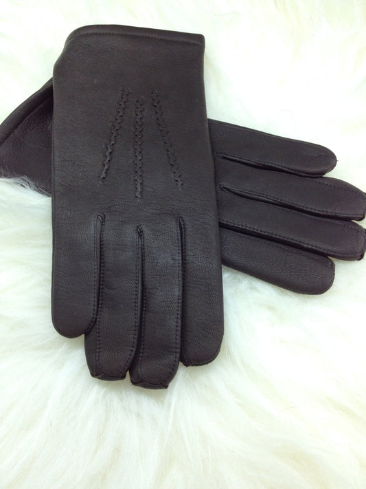 Genuine Black Nappa Leather Gloves, Wool Lined