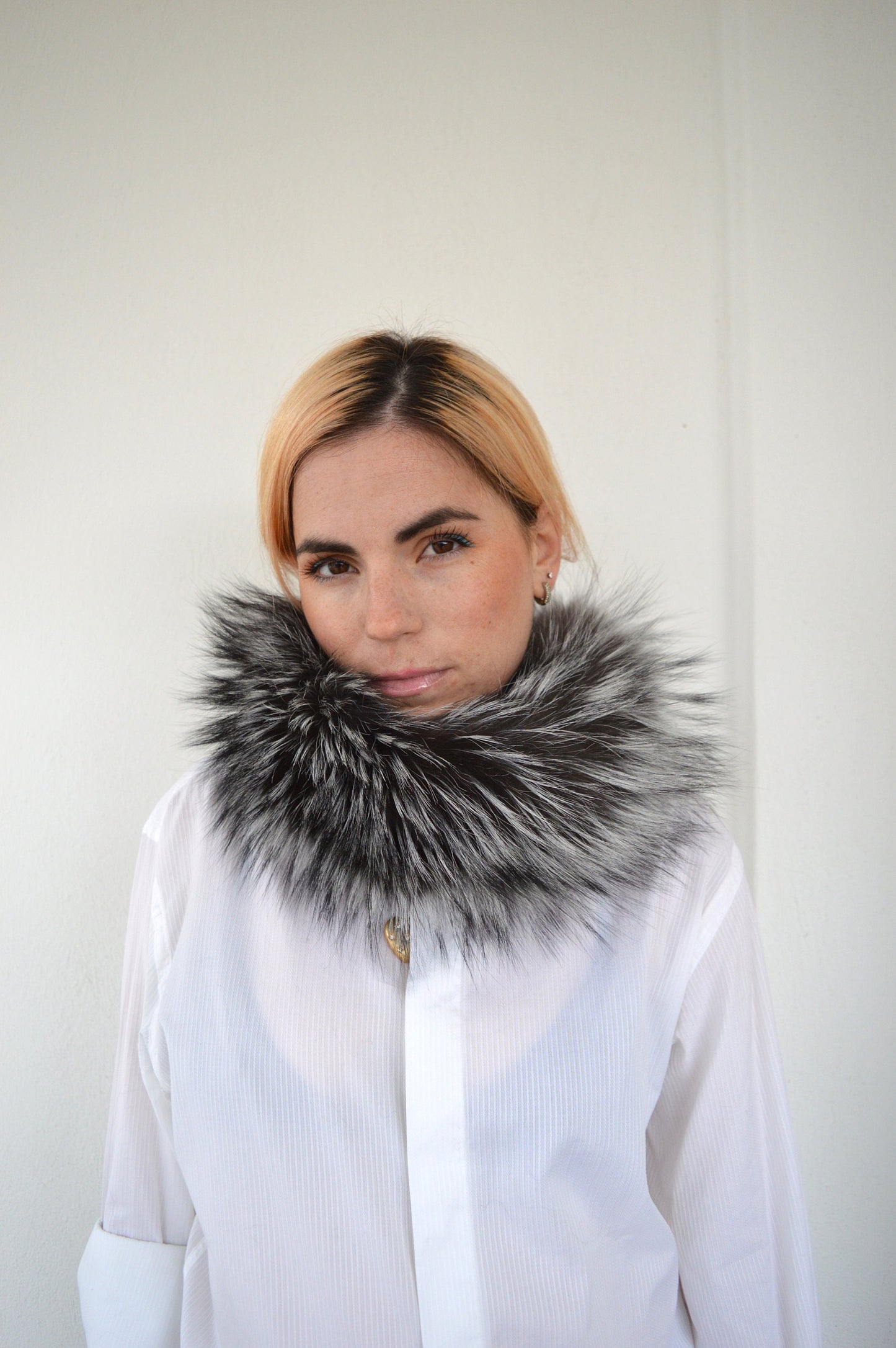 Real Fox Fur Headband Collar: Elastic Winter Loop Scarf