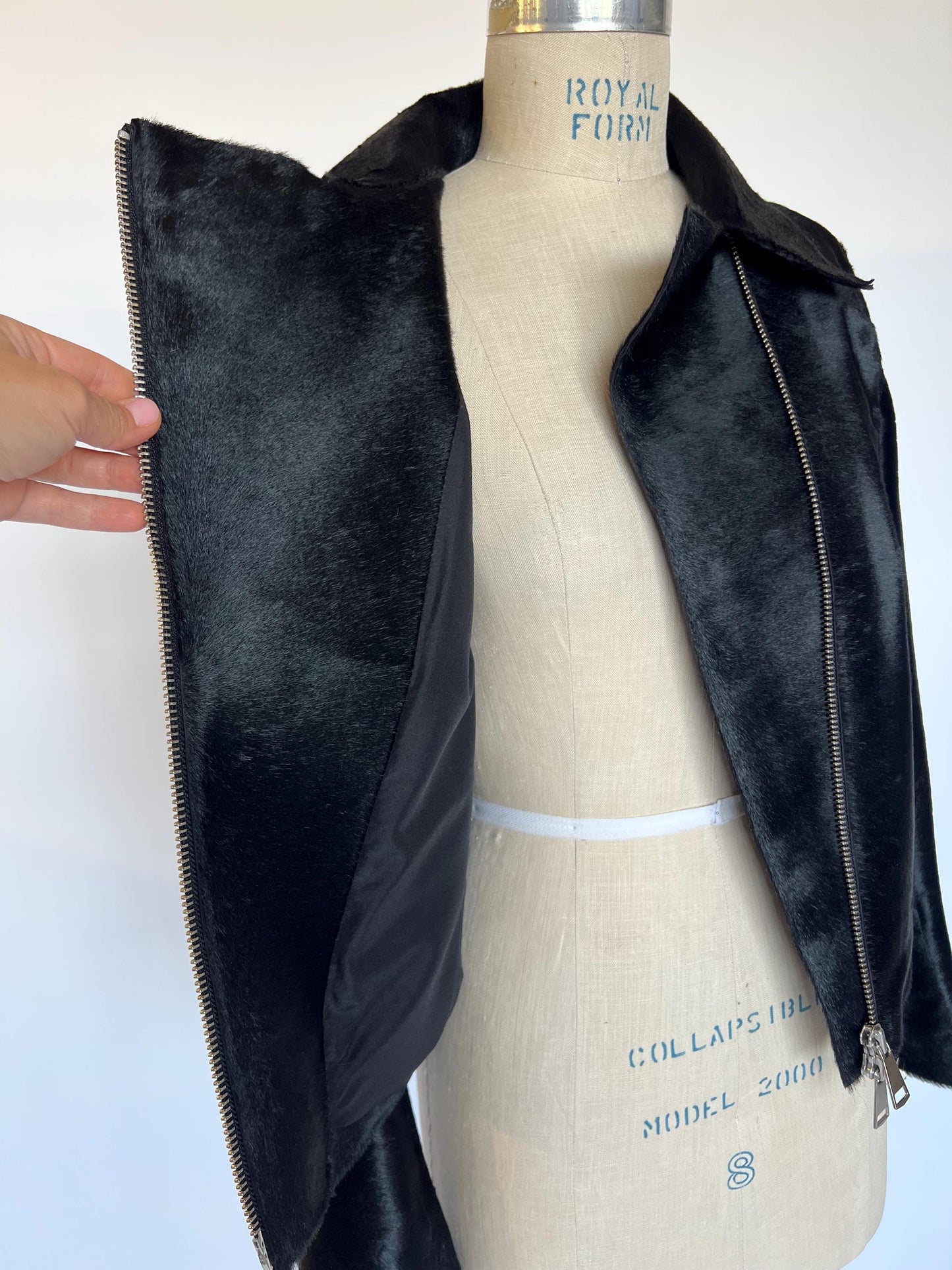 Hair-On Cowhide Leather Biker Jacket: Handmade Calf Fur