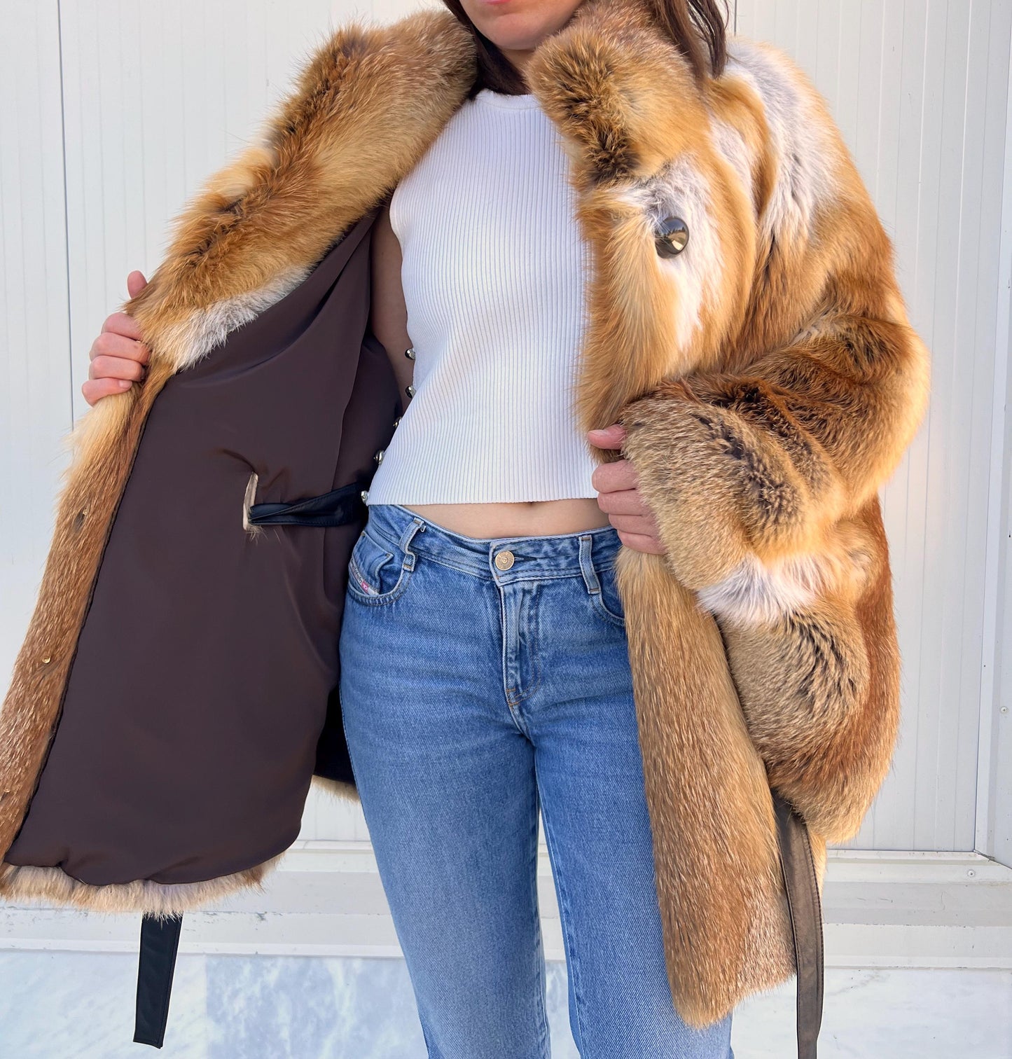 Real Red Fox Fur Cape: Handmade Oversized Fur Clip Closure
