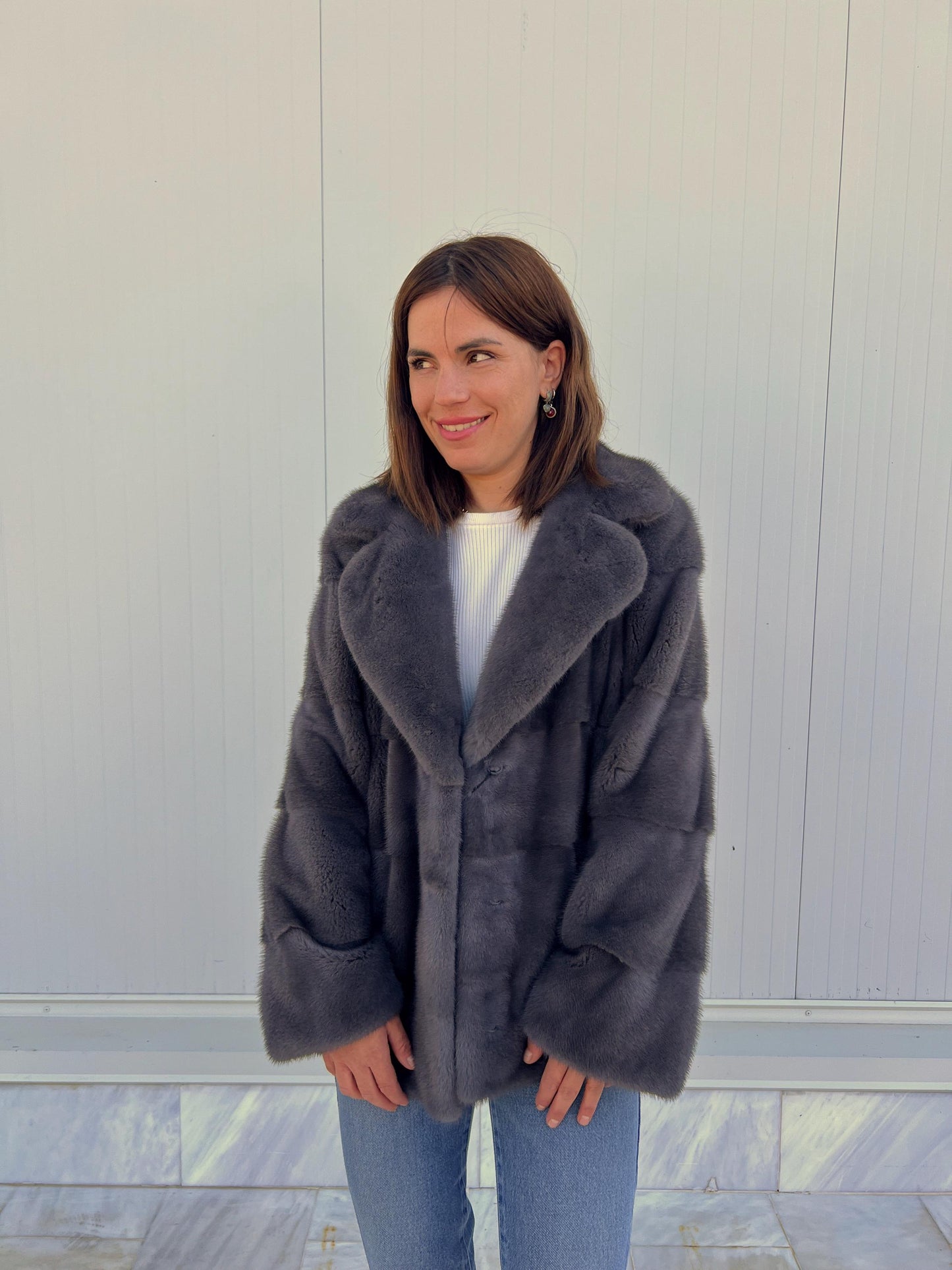 Gray-Blue Mink Fur Jacket – Saga Pelts, Notch Collar