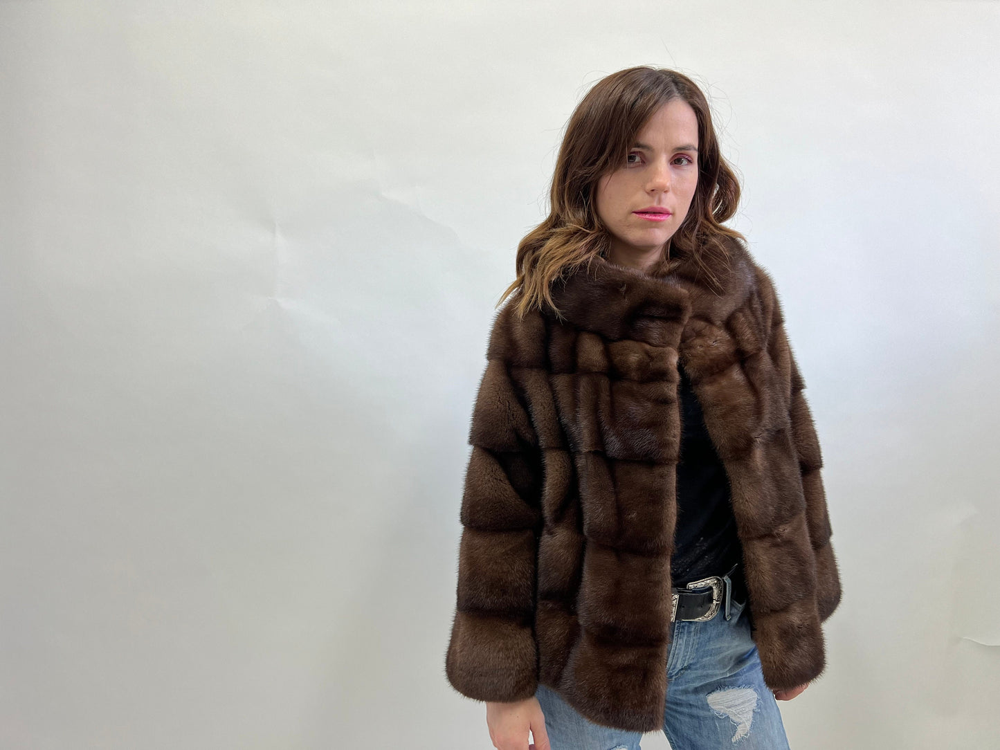 Brown Mink Fur Jacket: Handmade Saga Mink Coat