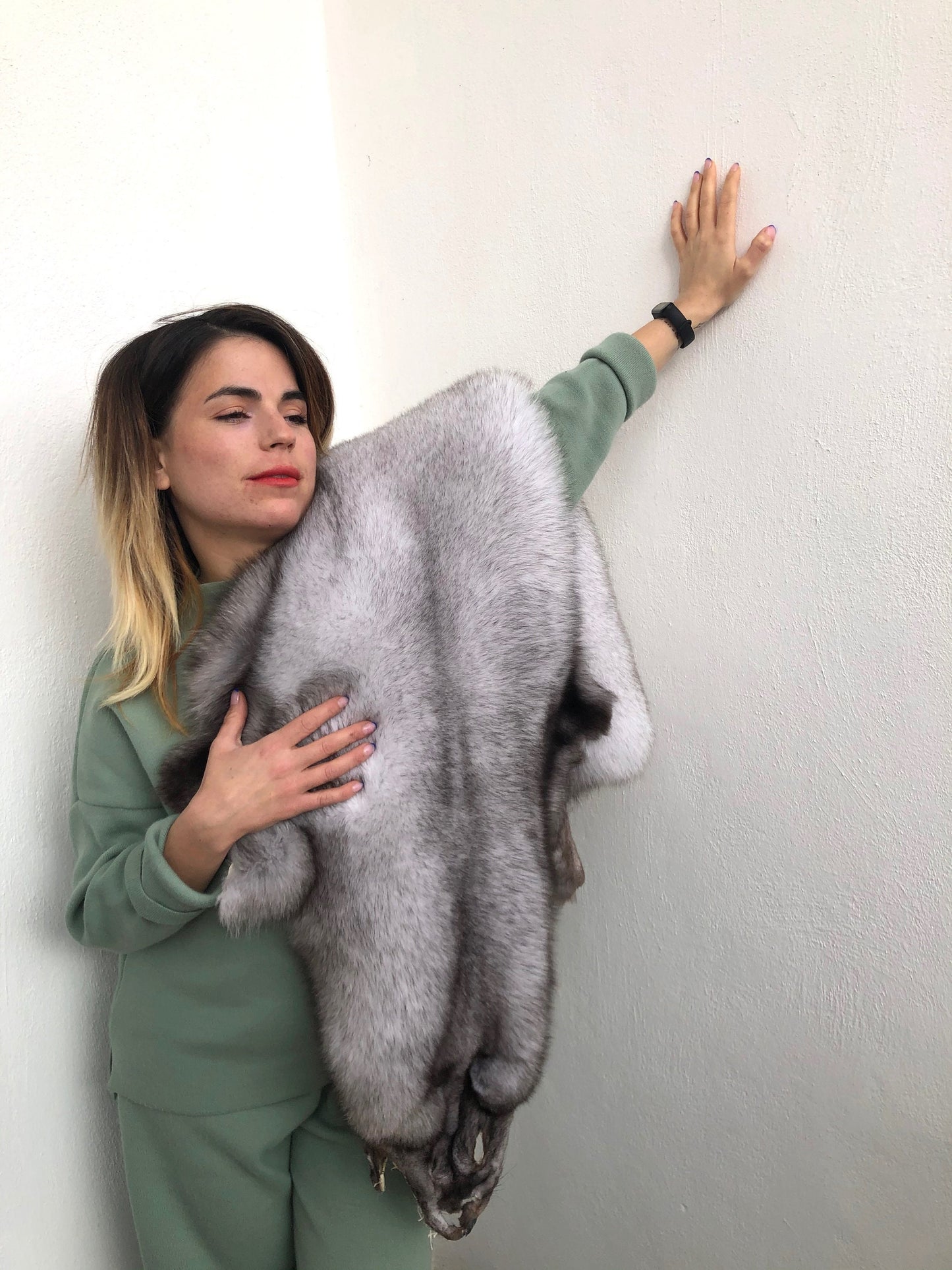 Genuine Blue Fox Fur Pelt: Luxury DIY Craft Material huge skin from Saga auction.