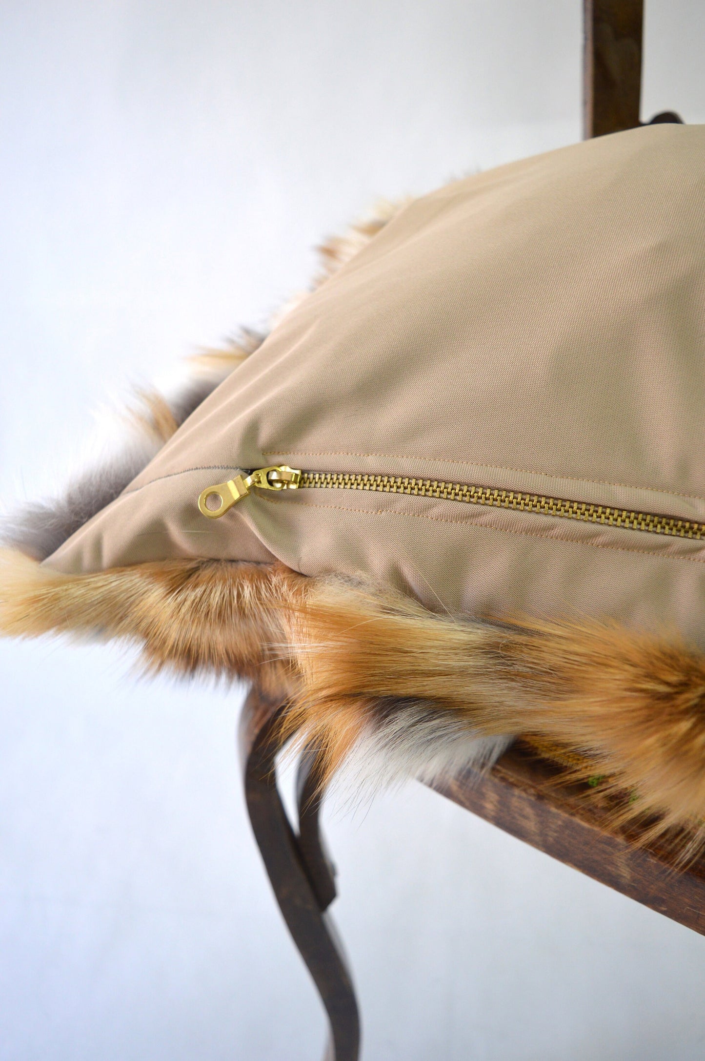 Red Fox Fur Pillow Cover: Canadian Fur Armchair Cushion