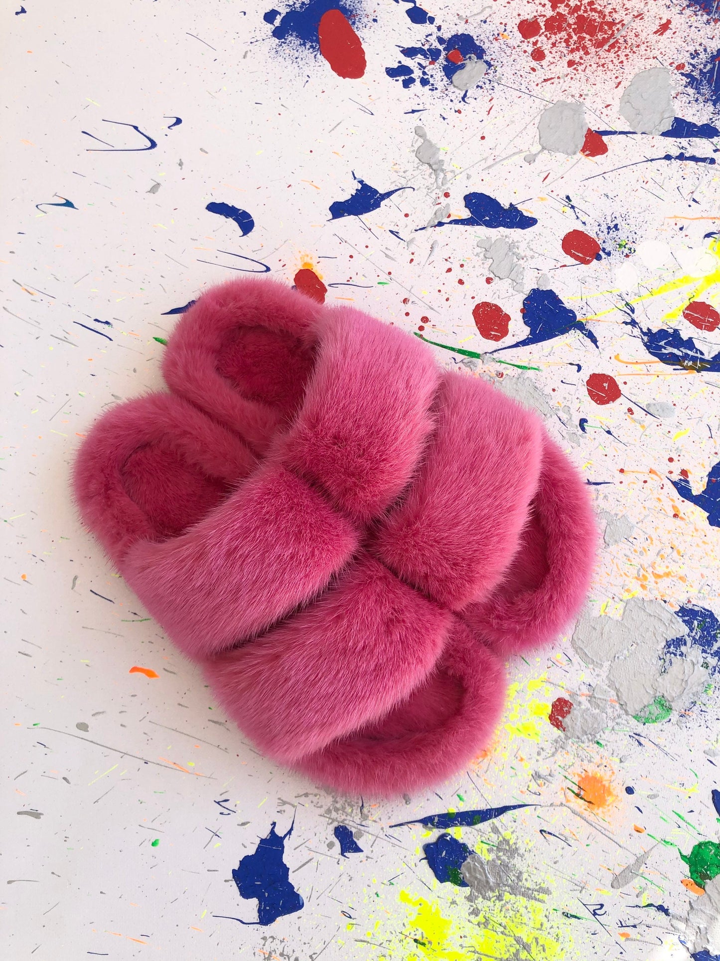 White Mink Fur Slides: Luxury Fur Slippers