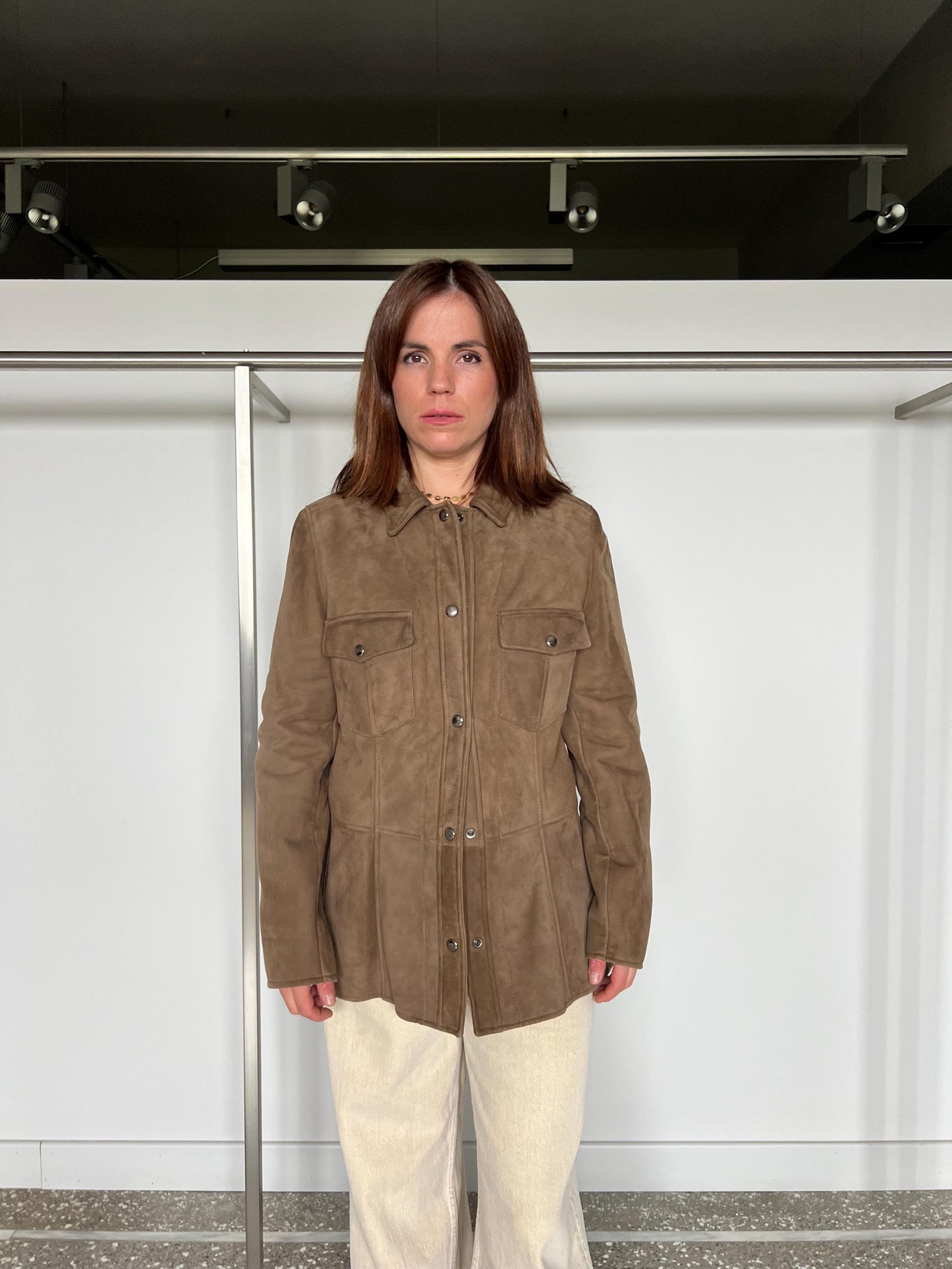 Mocca Suede Leather Over Shirt: Warm Velour Hide, Handmade in Greece.