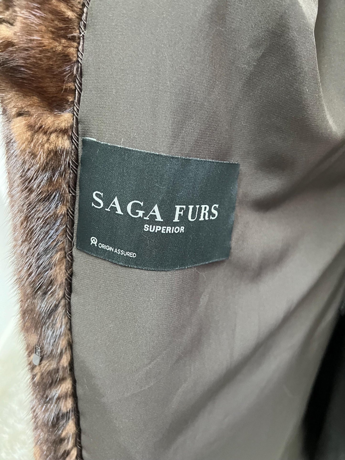 Brown Mink Fur Long Collared Coat - Saga Sustainable Fashion