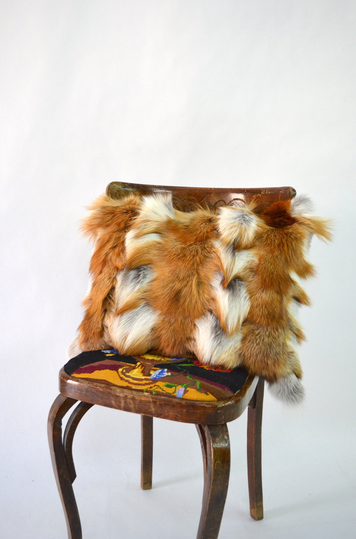 Red Fox Fur Pillow Cover: Canadian Fur Armchair Cushion