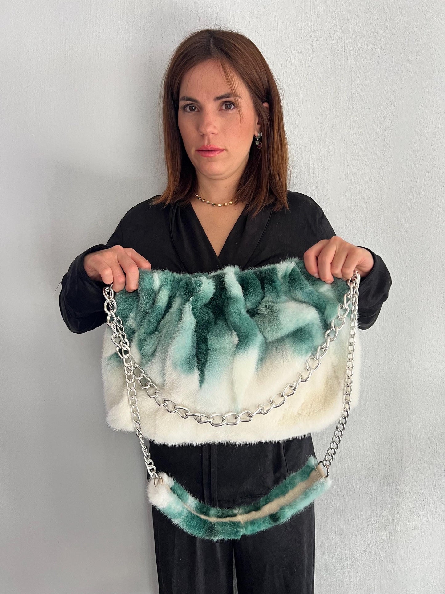 Handmade Mink Fur Slouchy Shoulder Bag: Luxury Cross-body Purse