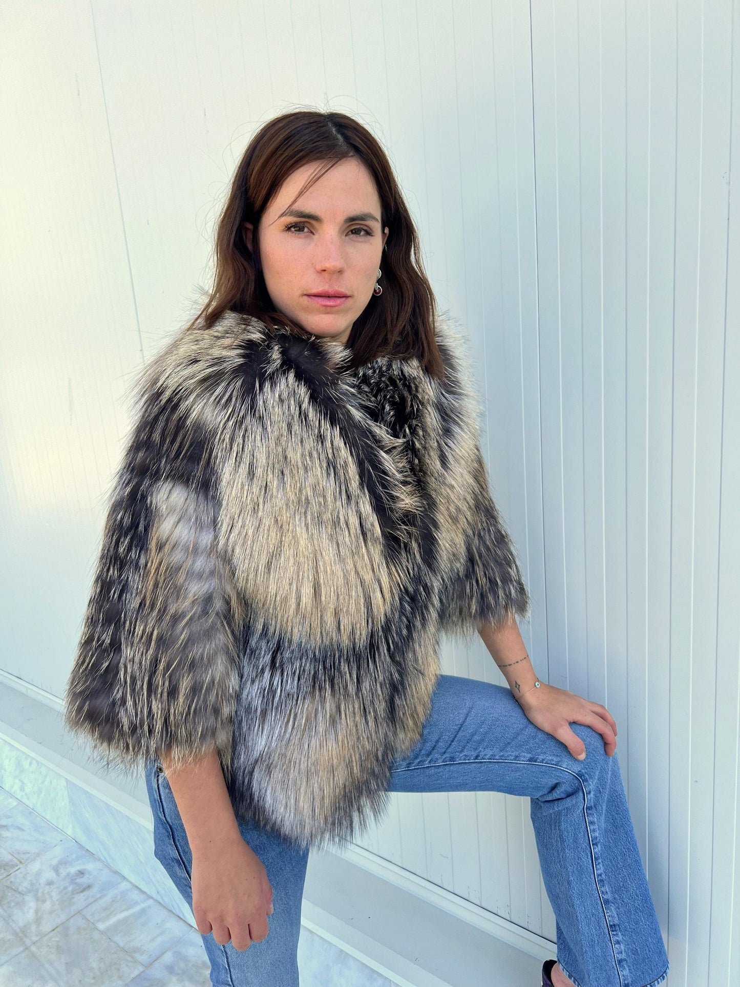 Handmade Cross Fox Fur Jacket: Soft, Lightweight everyday fluffy jacket