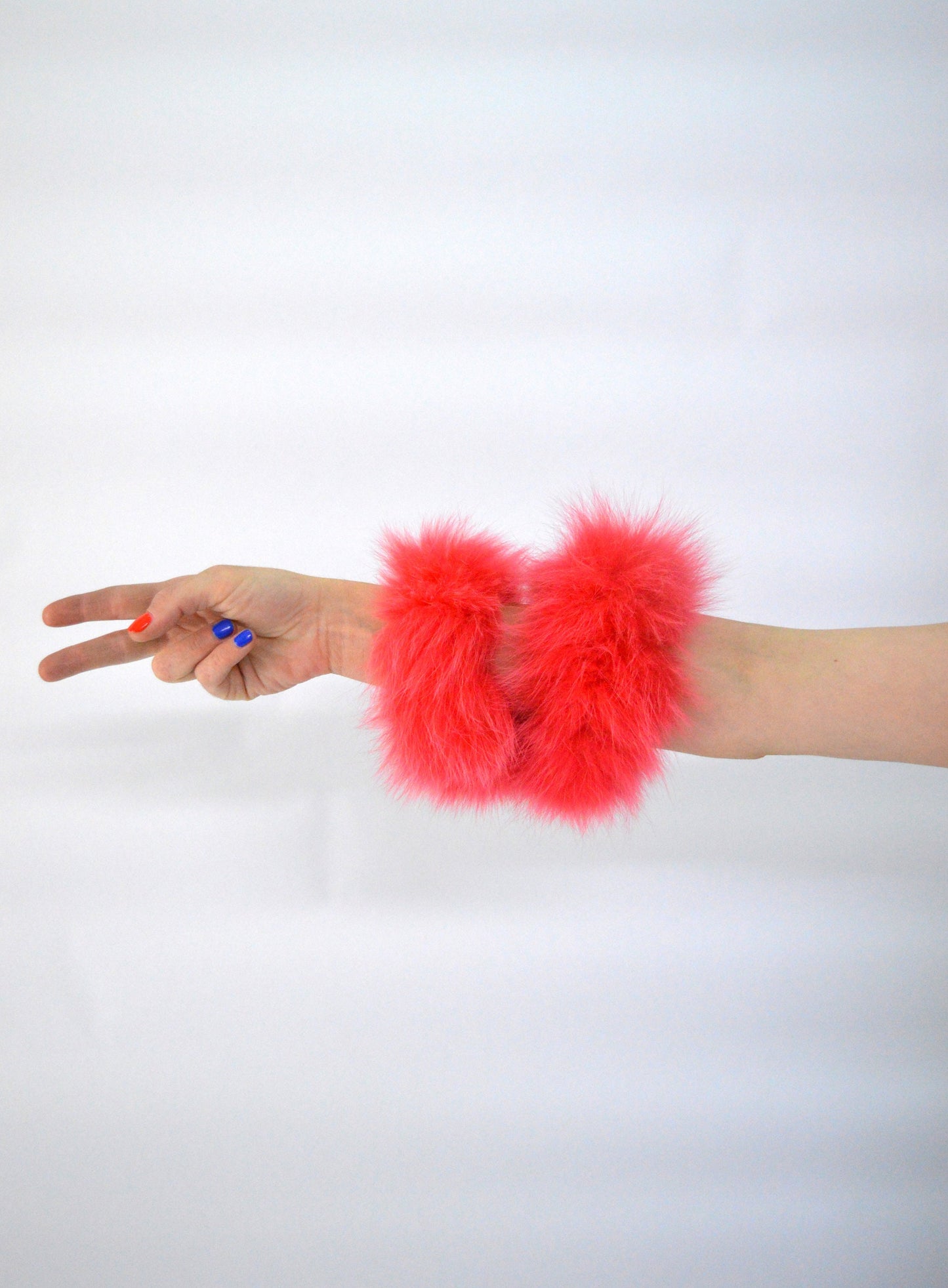 Real Fox Fur Scrunchie: Coral Hair Elastic Bangle