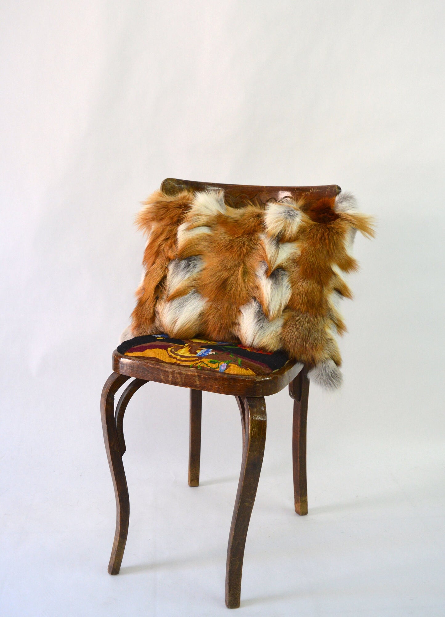 Red Fox Fur Pillow Cover: Canadian Fur Armchair Cushion