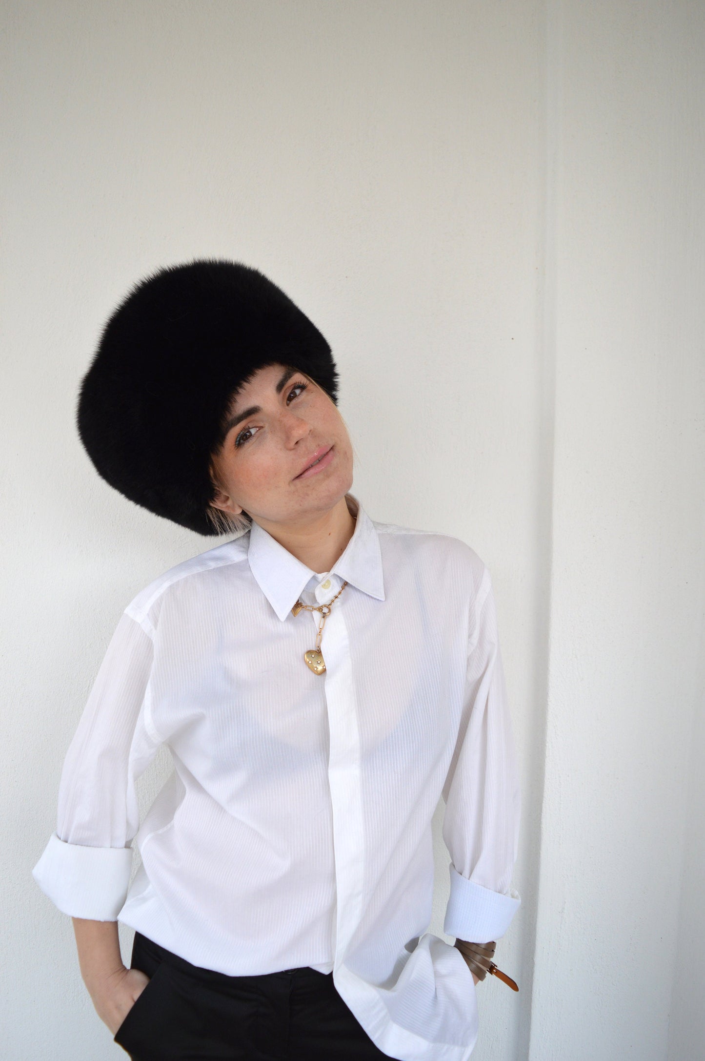 Real Black Fox Fur Cossack Hat: Winter Head Warmer