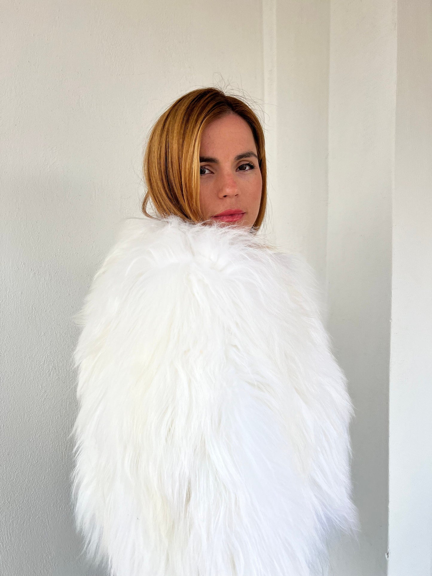 Handmade Mongolian Sheepskin Fur Jacket: Collarless Winter Coat