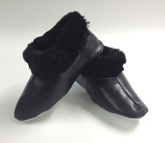 Black Shearling Slippers: Genuine Sheepskin Fur Shoes