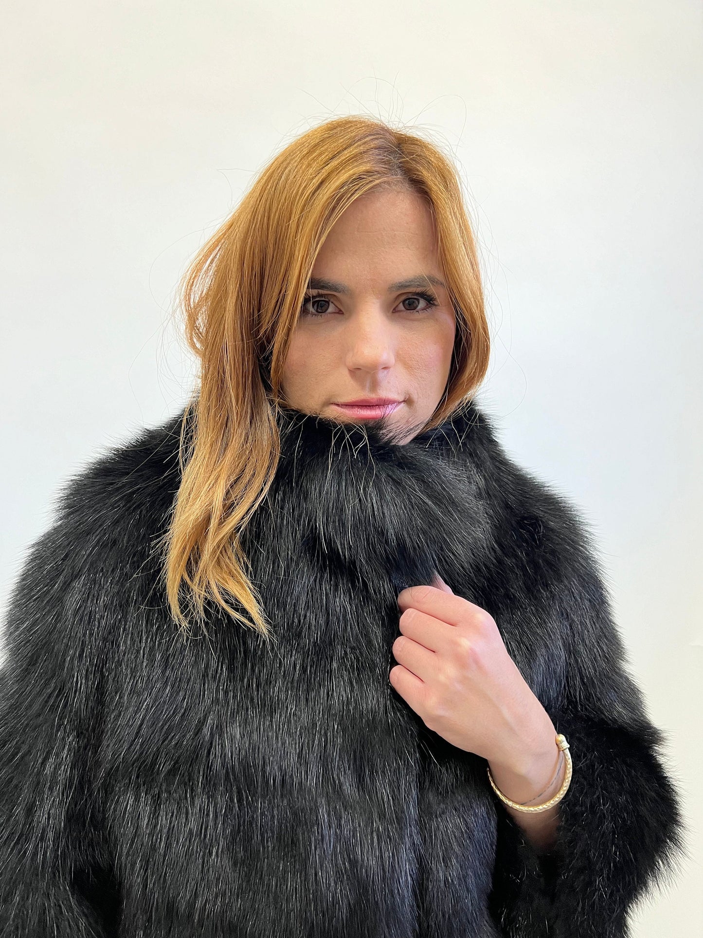 Handmade Black Raccoon Fur Jacket: Winter Everyday Coat