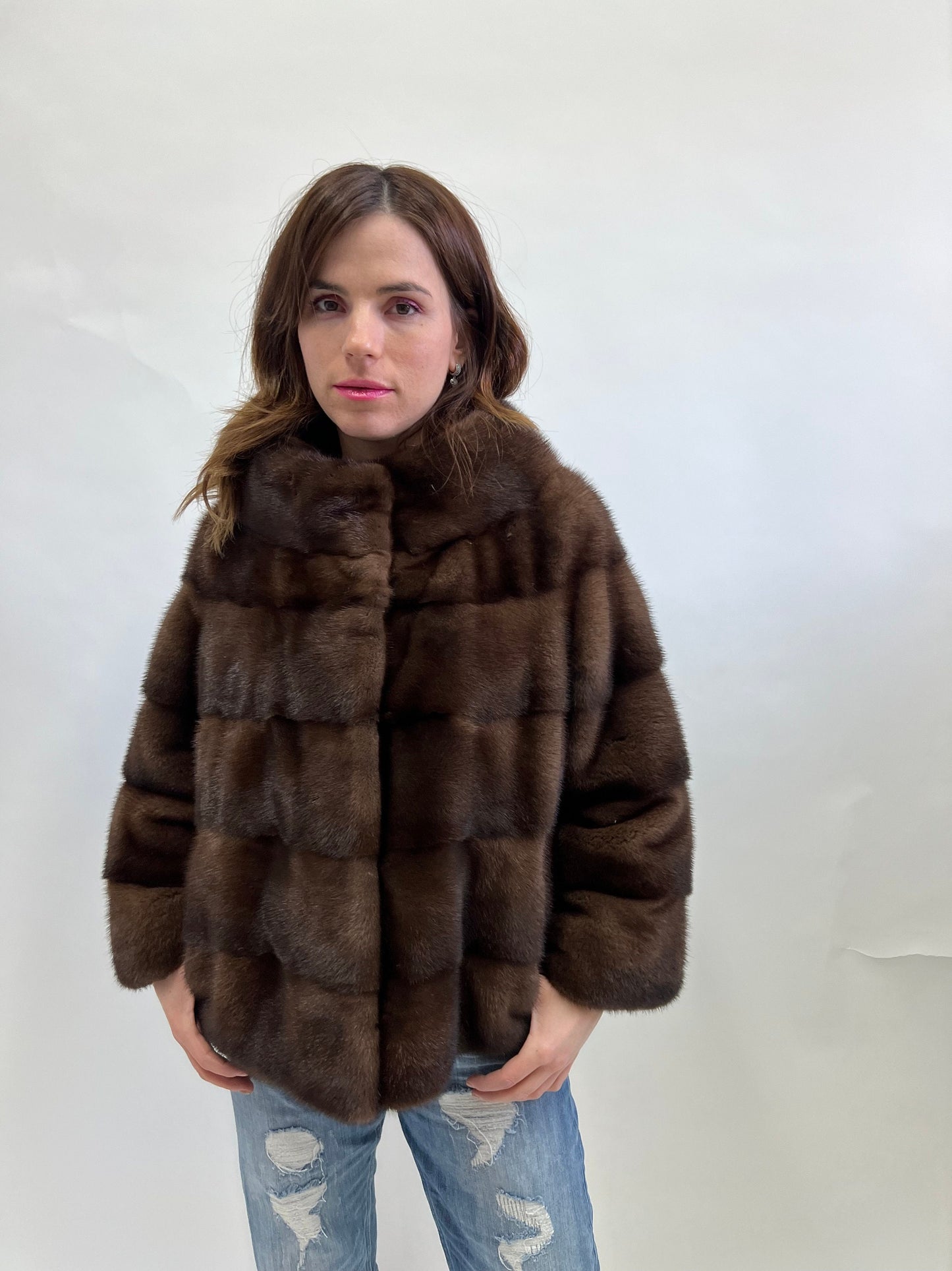 Brown Mink Fur Jacket: Handmade Saga Mink Coat
