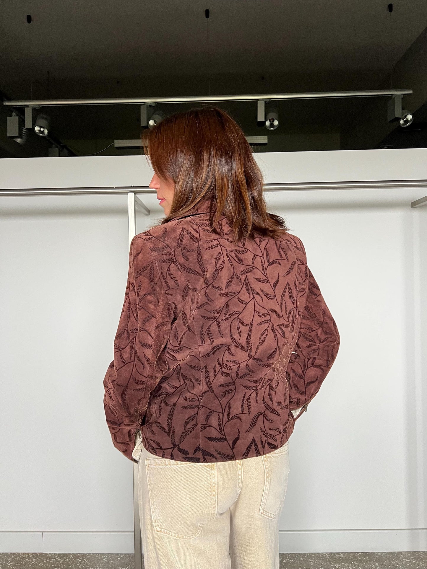 Brocade Suede Lamb Leather Blazer - Handmade In Greece