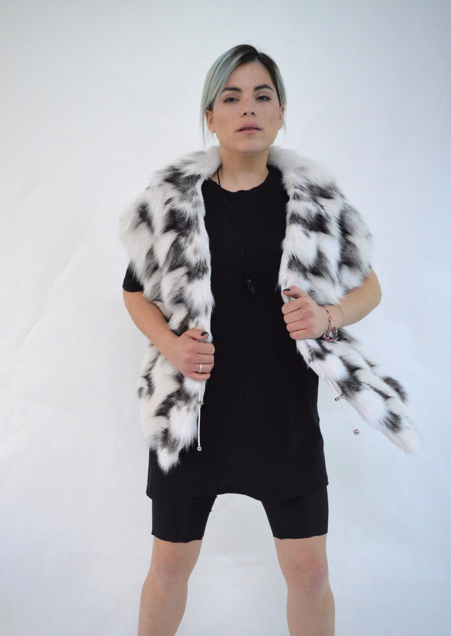 White Fox Fur Stole: Bridal Bolero Shawl, Size Small