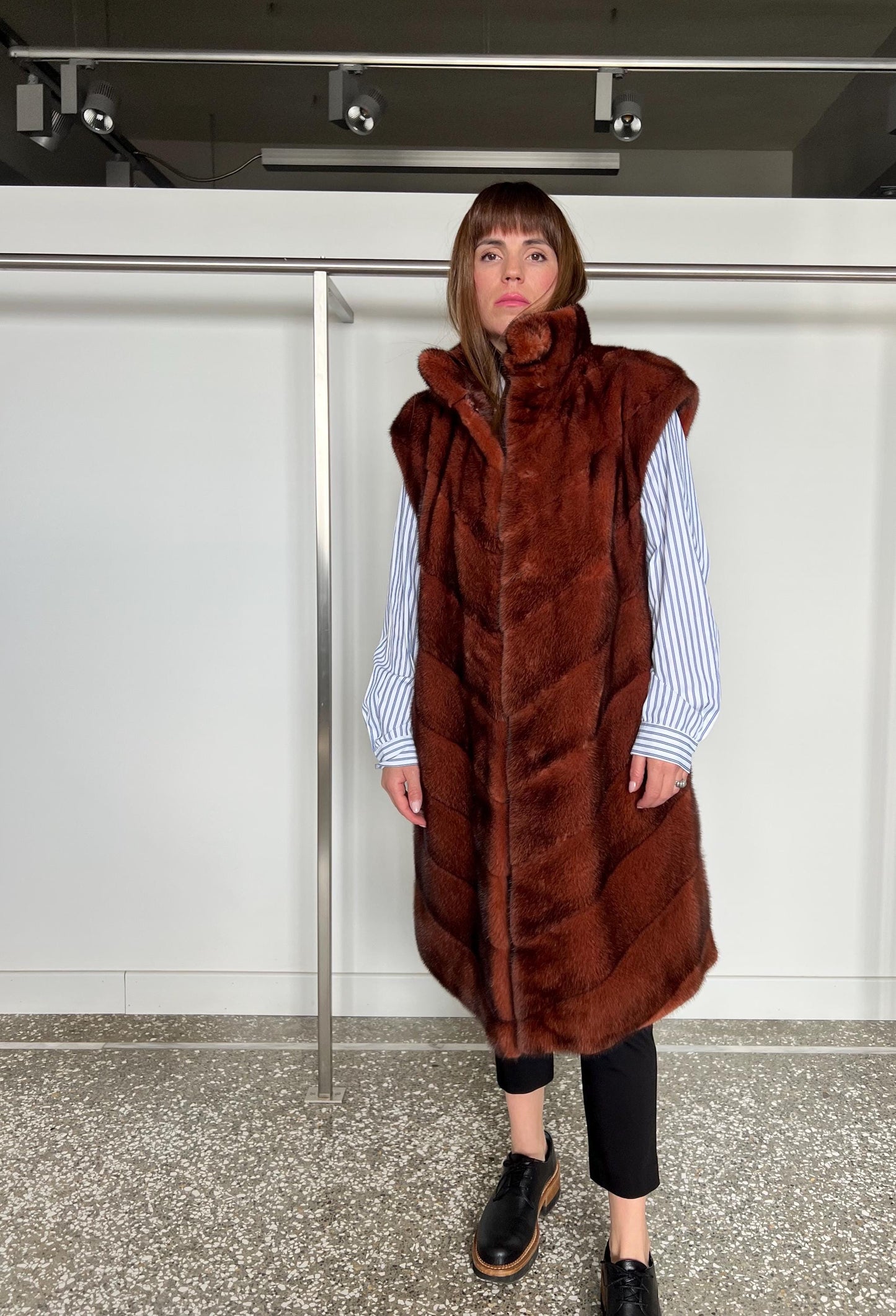 Real Copper Mink Fur Vest - Supple Saga Mink, Size Large