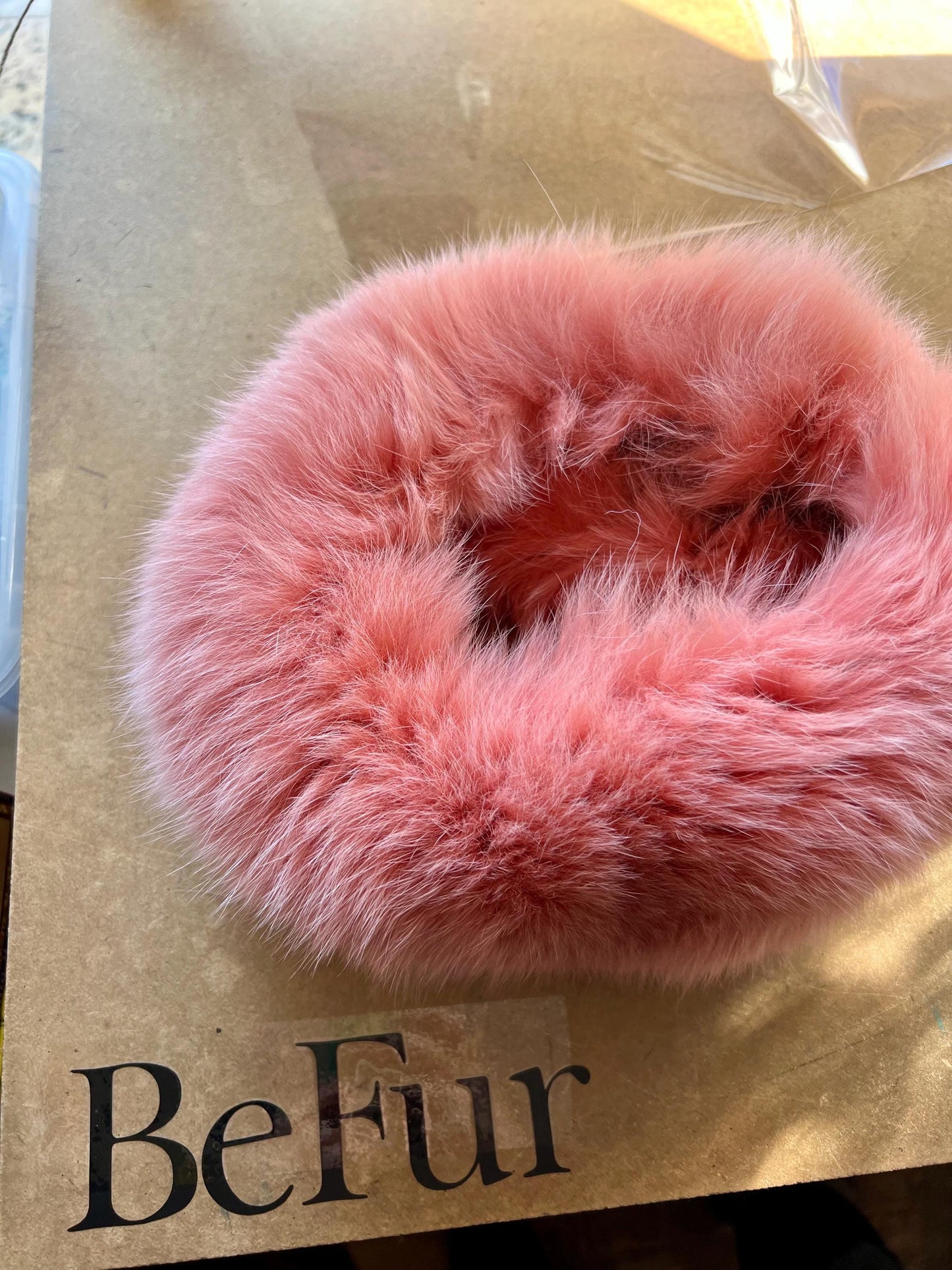 White Fox Fur Headband Collar: Elastic Winter Loop Scarf