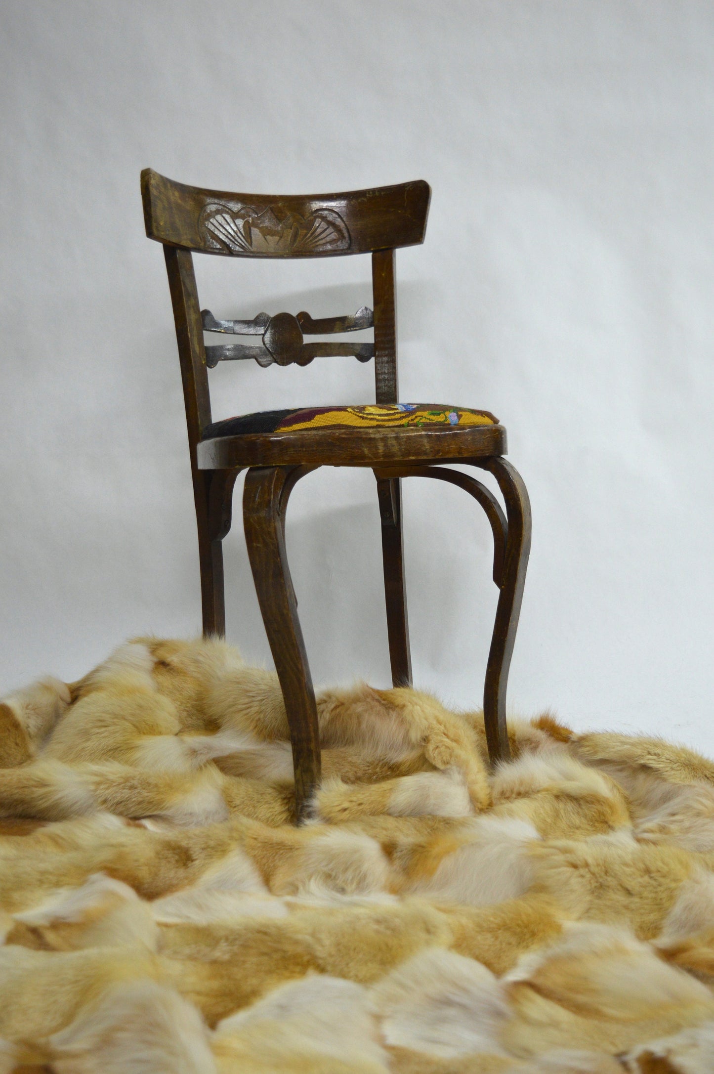 Real Fox Fur Throw Blanket: Decorative Fur Rug, Velour Lining