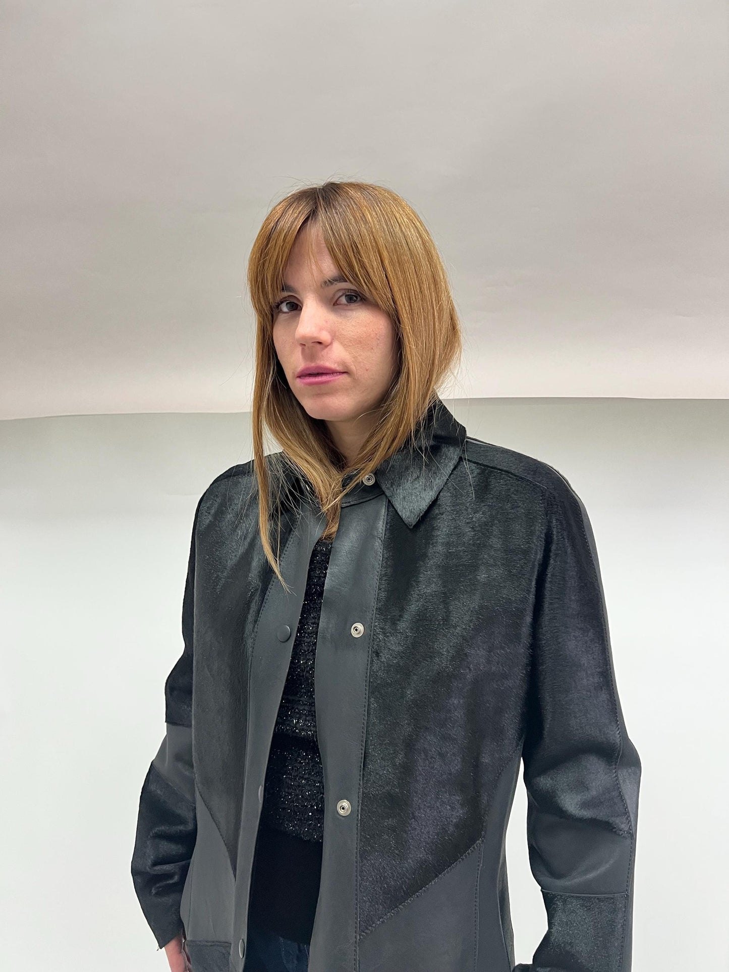 Genuine Hair-On Calf Leather Coat - Handmade Transitional Jacket