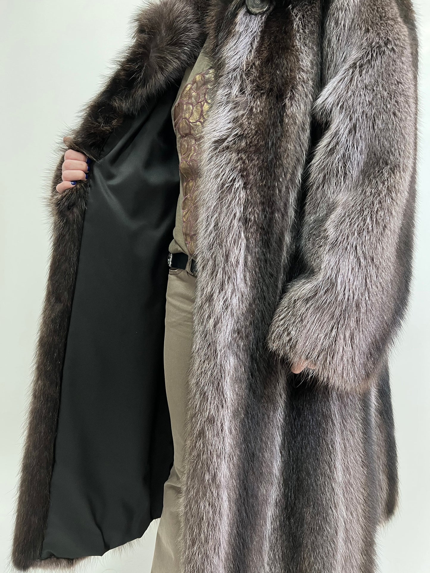 Real Raccoon Fur Coat: Choco Brown Full Length Godet