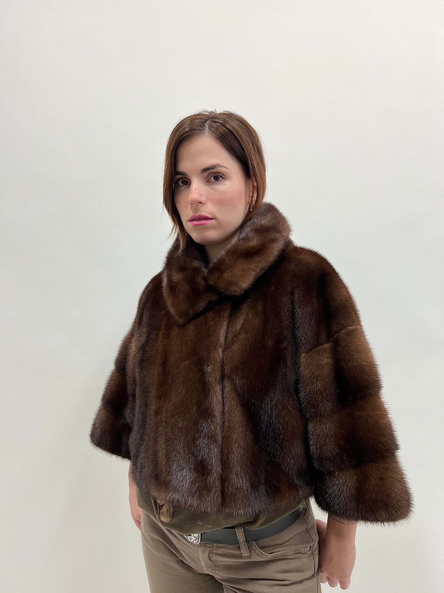 Saga Demi Buff Mink Fur Bolero Jacket - XS/S/M